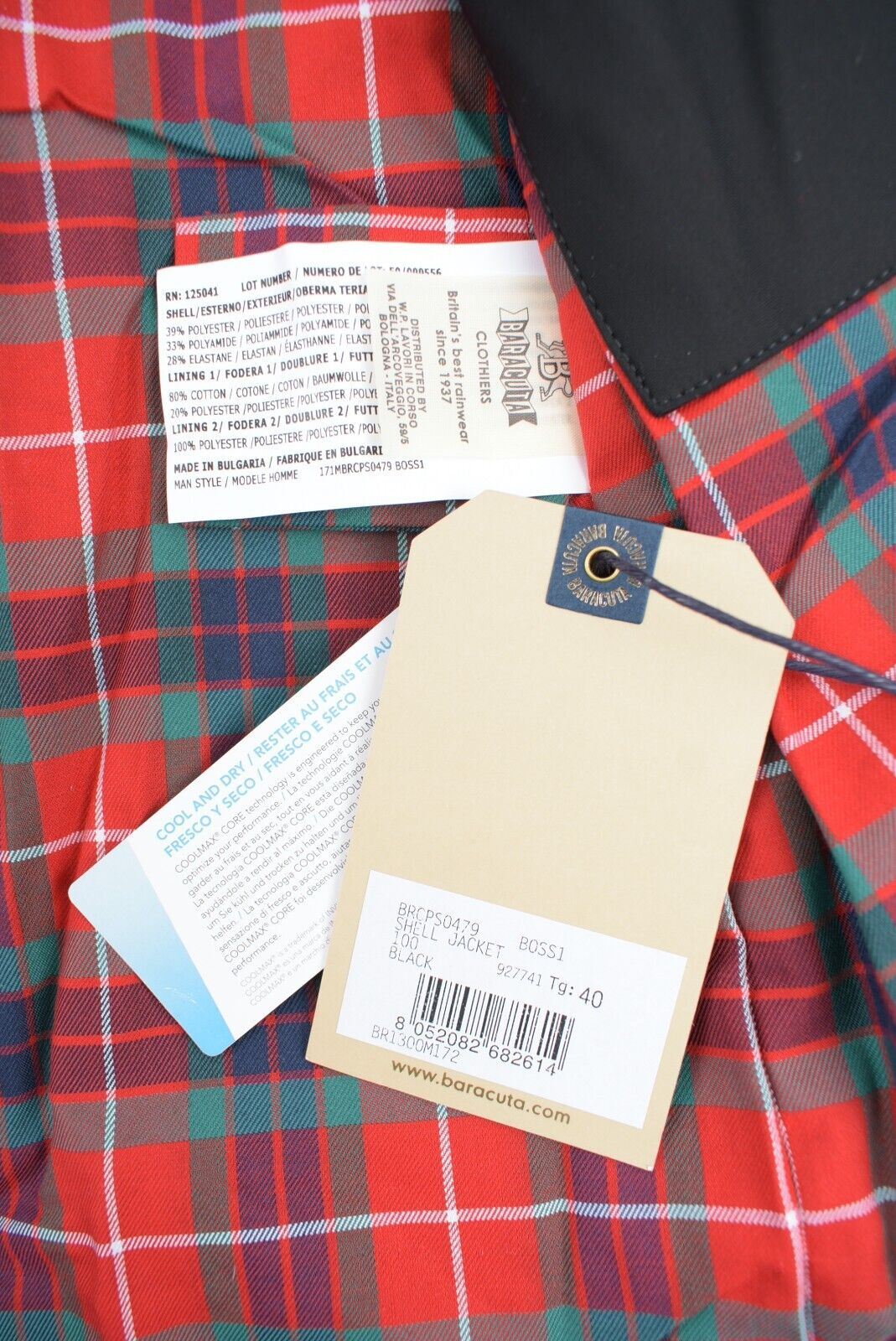 BARACUTA Men's Black Harrington Shell Jacket, size 40 RRP £330