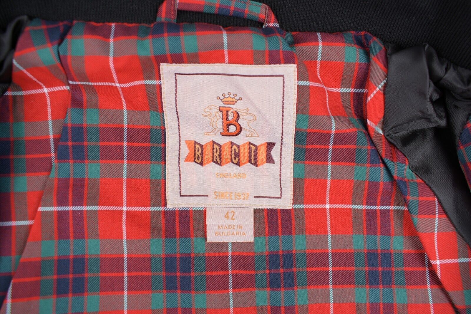 BARACUTA Men's Black Harrington Shell Jacket, size 42 RRP £330