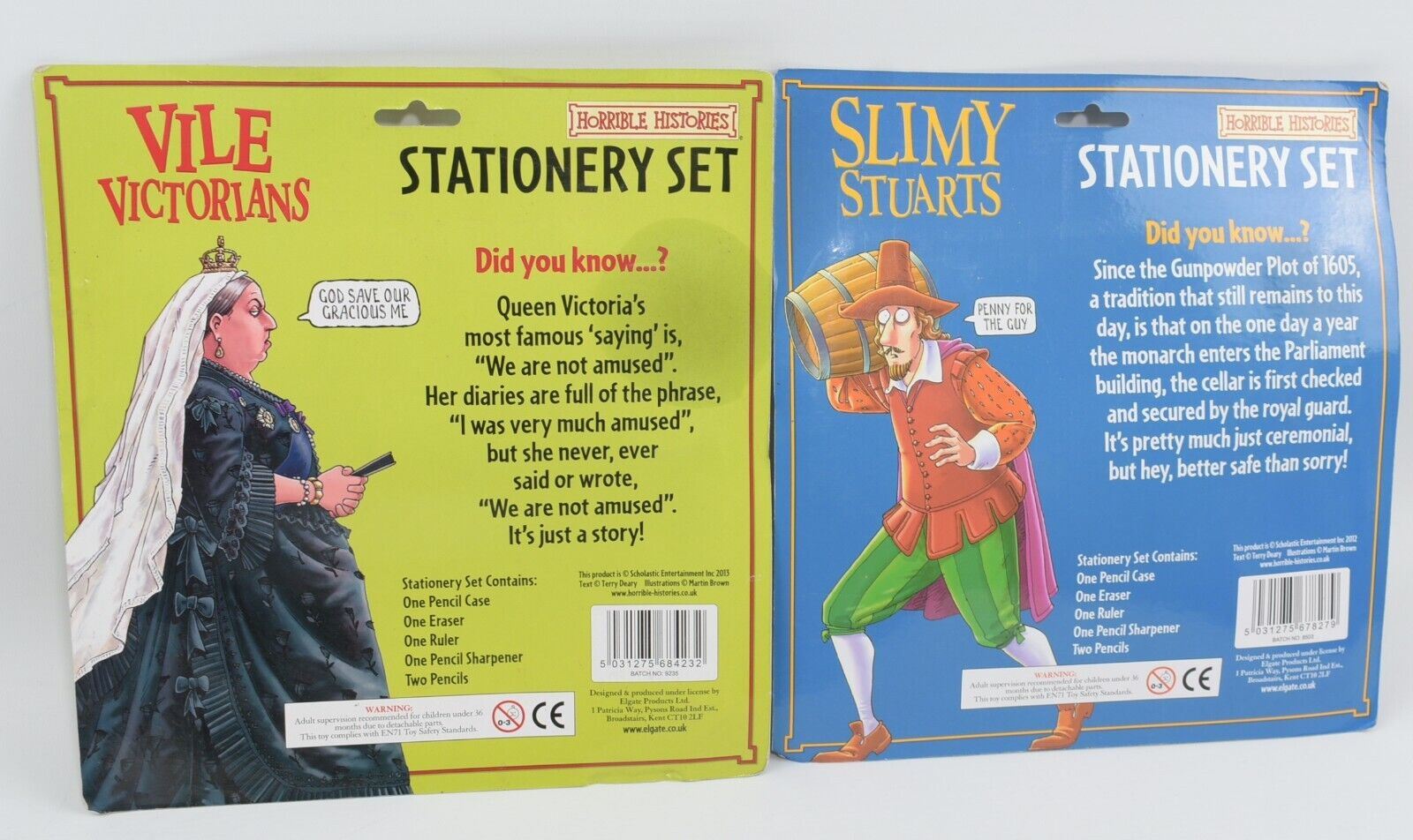HORRIBLE HISTORIES 2x Stationery Sets, Vile Victorians & Slimy Stuarts