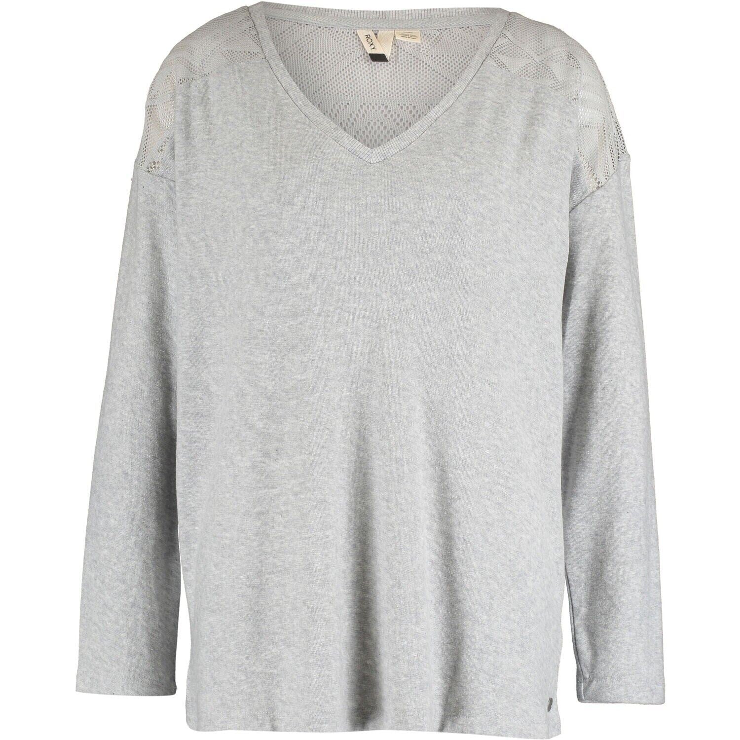 ROXY Women's 'You Gotta Be' V-neck Knitted Jumper Top, Heather Grey, size M