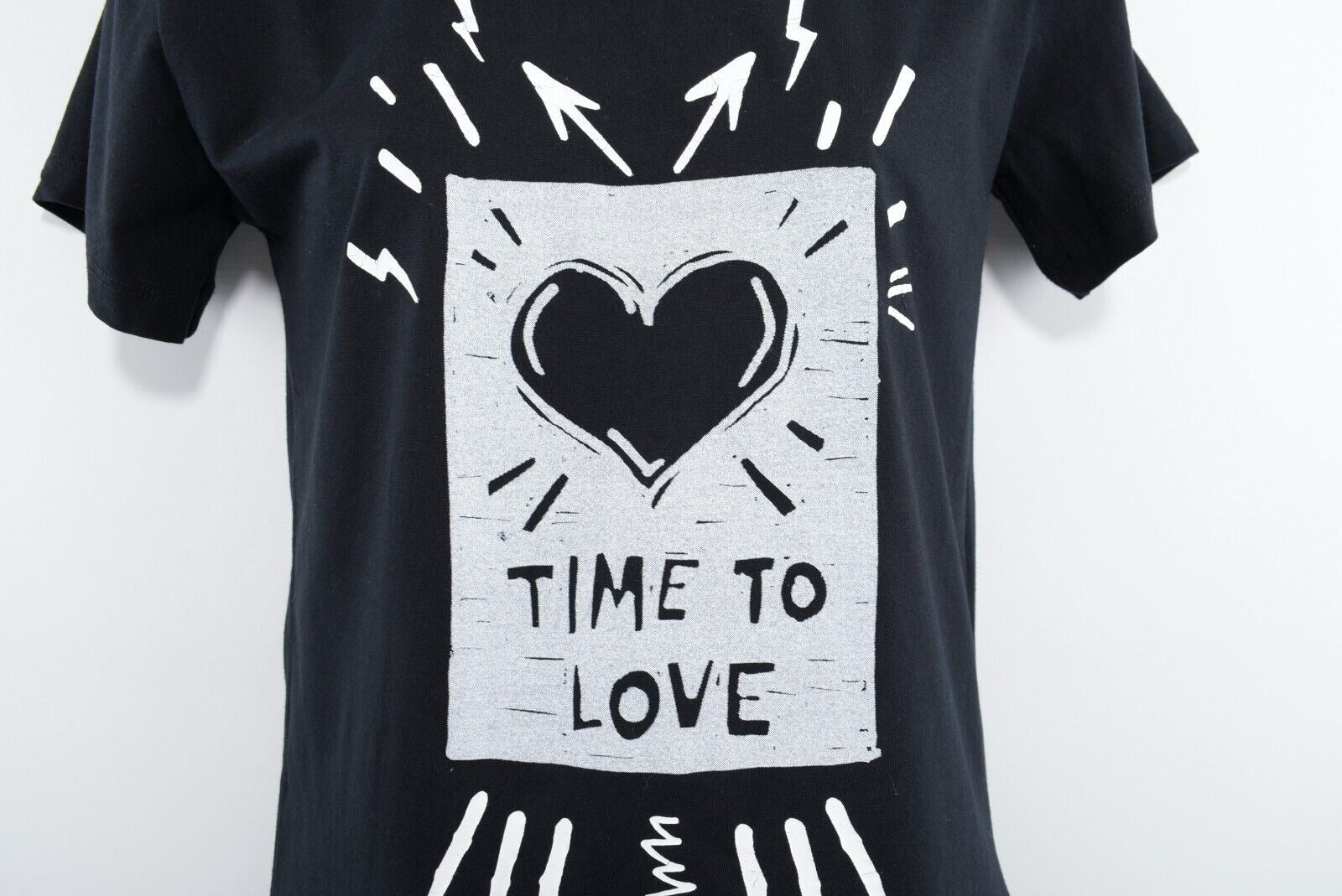 DIESEL Women's T-SULLY T-shirt Top, Black/Graphic Print, size XS