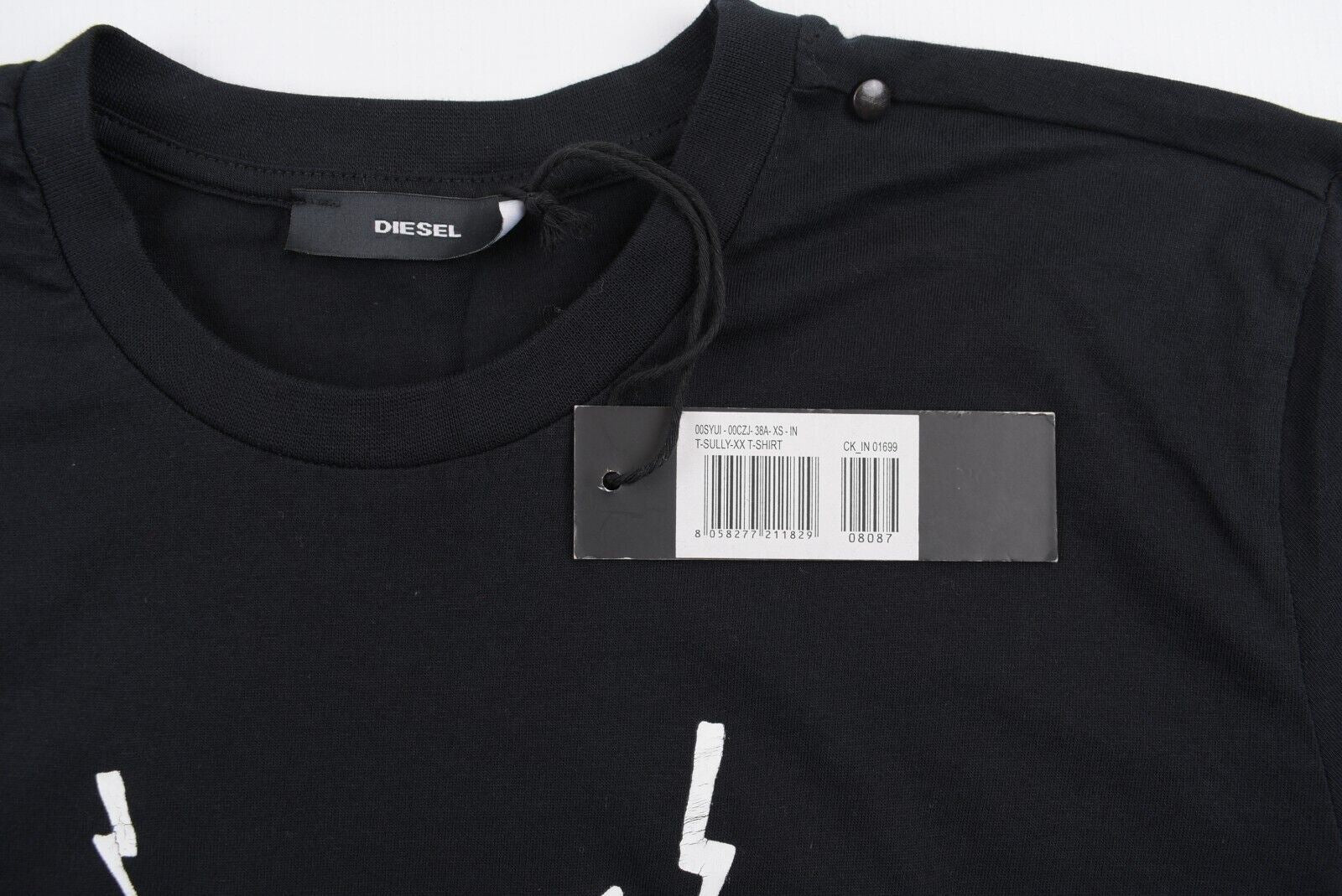 DIESEL Women's T-SULLY T-shirt Top, Black/Graphic Print, size XS