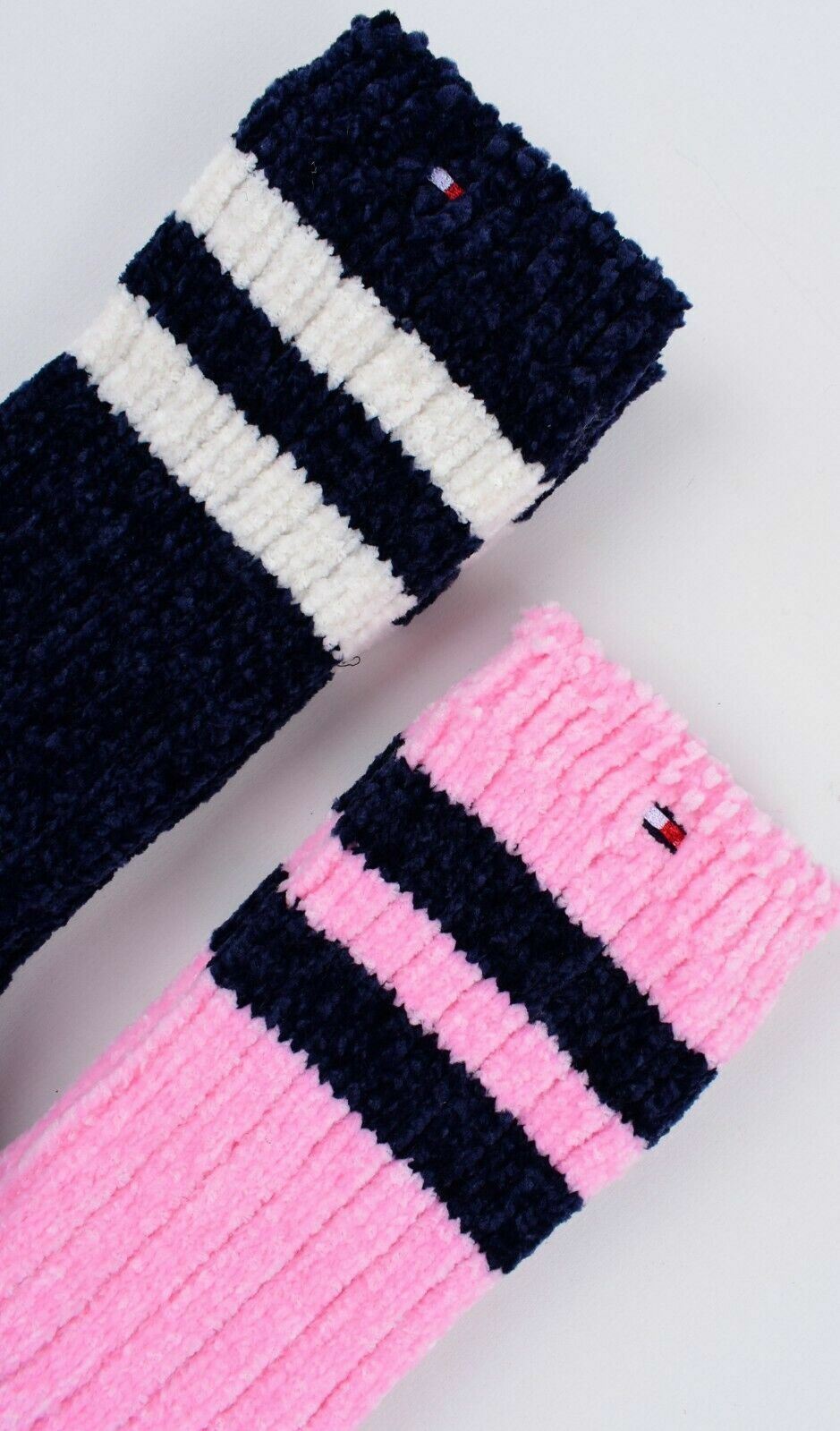 TOMMY HILFIGER 2-pack Girls' Chenille Socks, Navy Blue/Pink, size 7-10 years