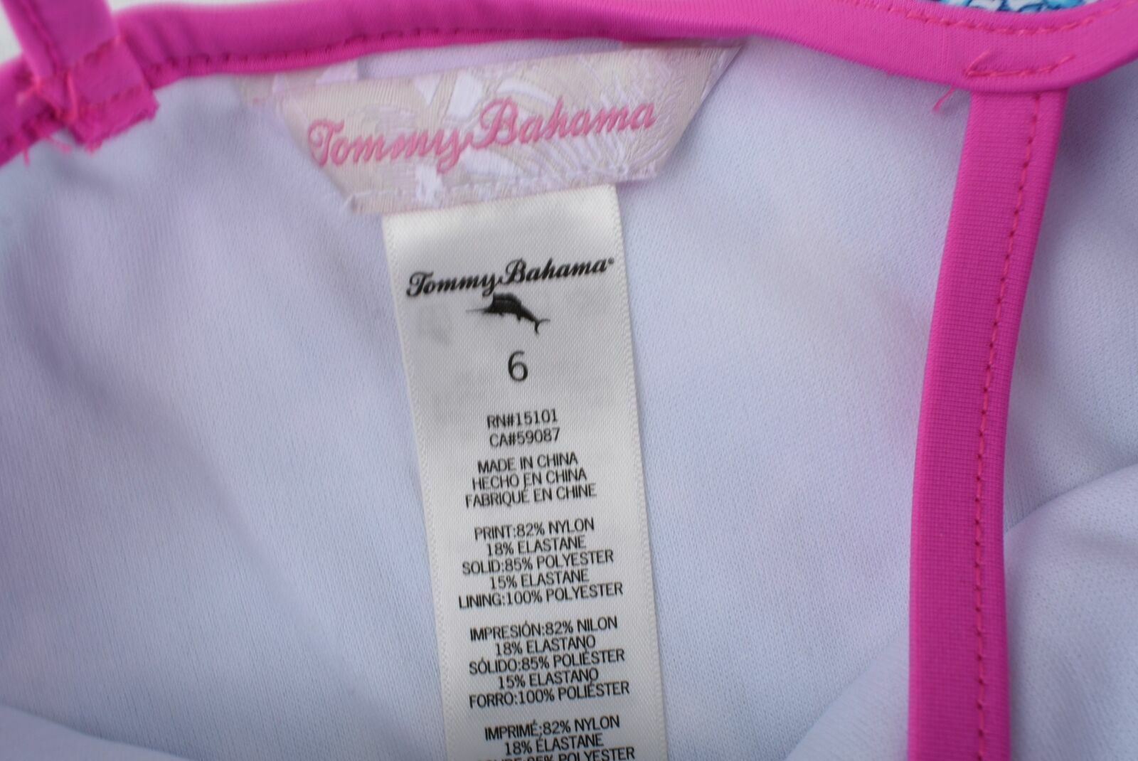 TOMMY BAHAMA Girls Blue Floral print Swim Top- Age 6 Years