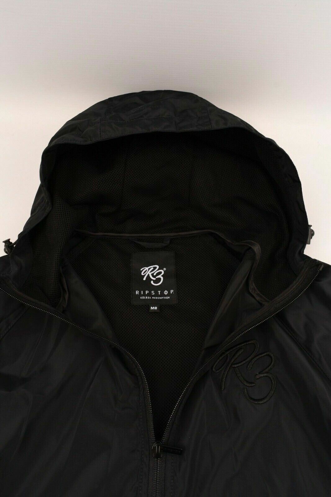 RIPSTOP Boys' Hooded Windbreaker Jacket, Black, size 9 years to 10 years