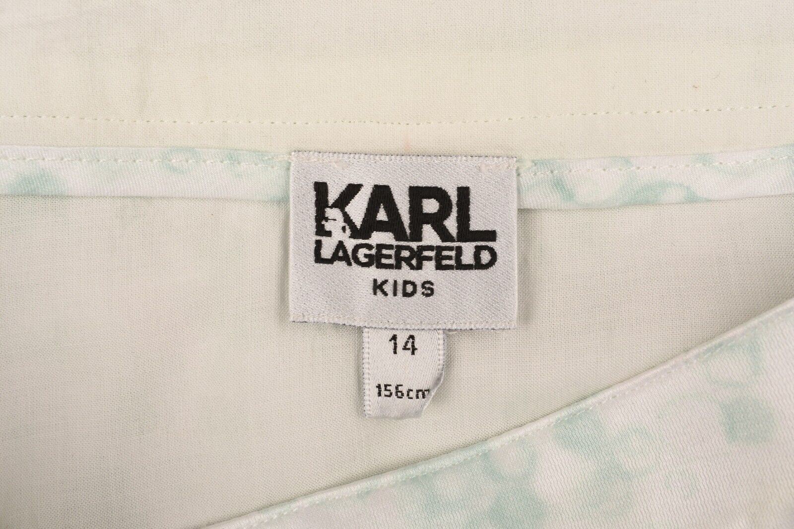 KARL LAGERFELD Girls' Kids' Silk Blend Patterned Skirt, Cream/Mint, 14 years