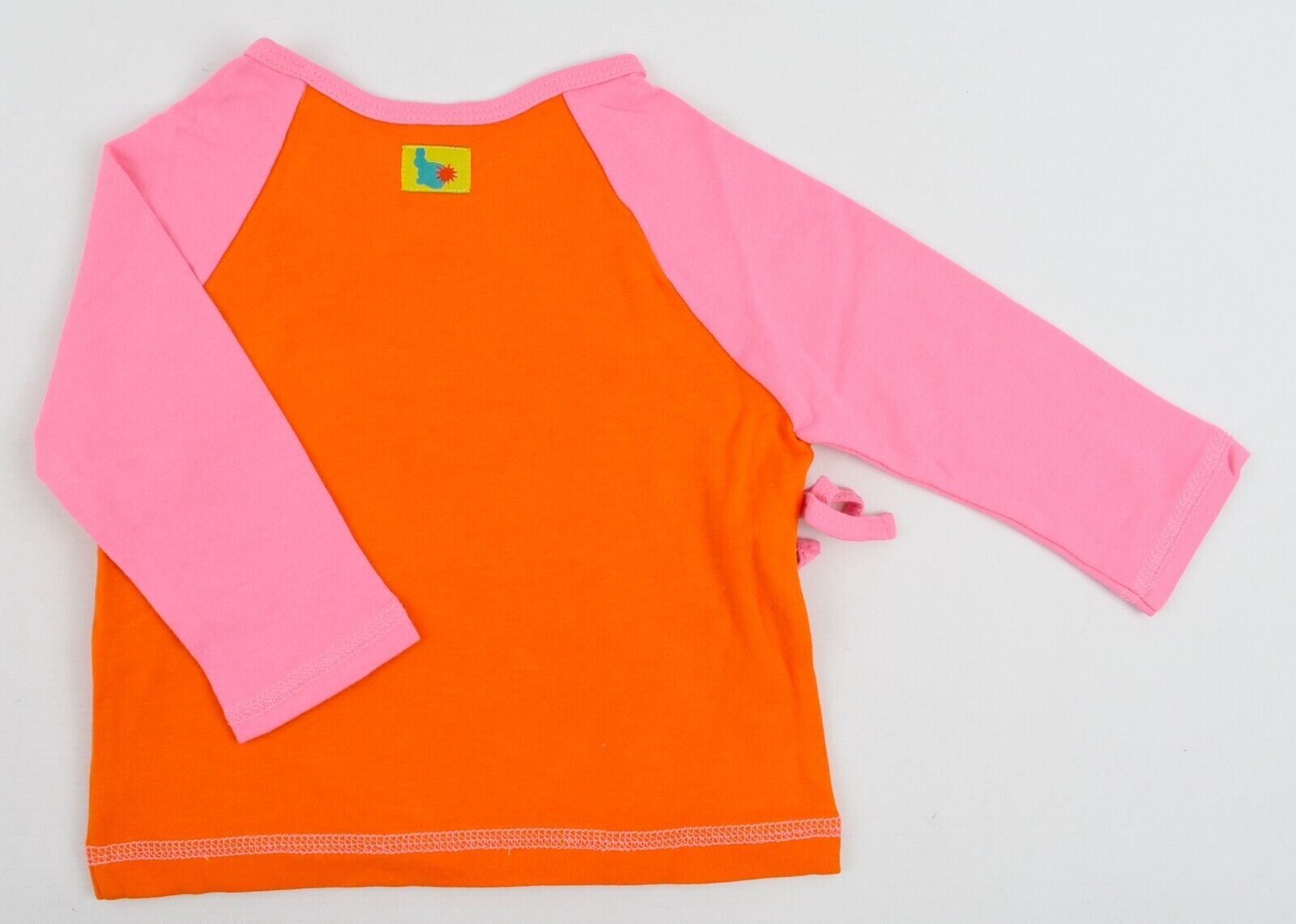 GREEN RABBIT Baby Wrap Around Top, Orange/Pink, MADE IN UK, size 0-6 months
