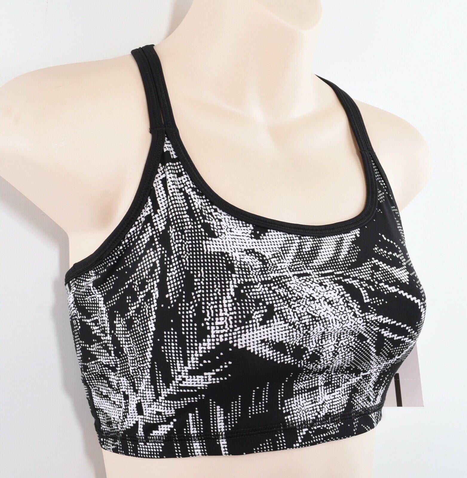 DKNY SPORT Women's Layered Sports Bra, Black/White, size XS