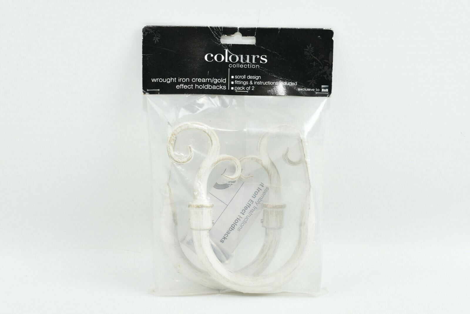 Cream & Gold Pair of Wrought Iron Hold Backs for curtains New