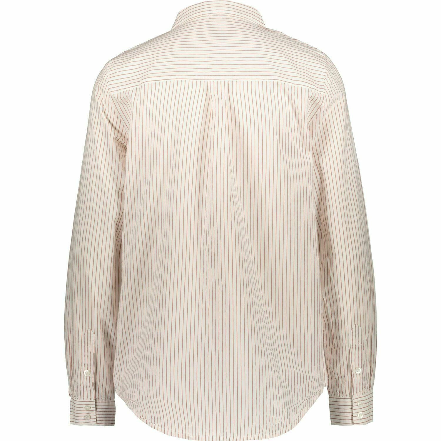 ICHI Women's White & Brown Striped Cotton Shirt, size UK 12