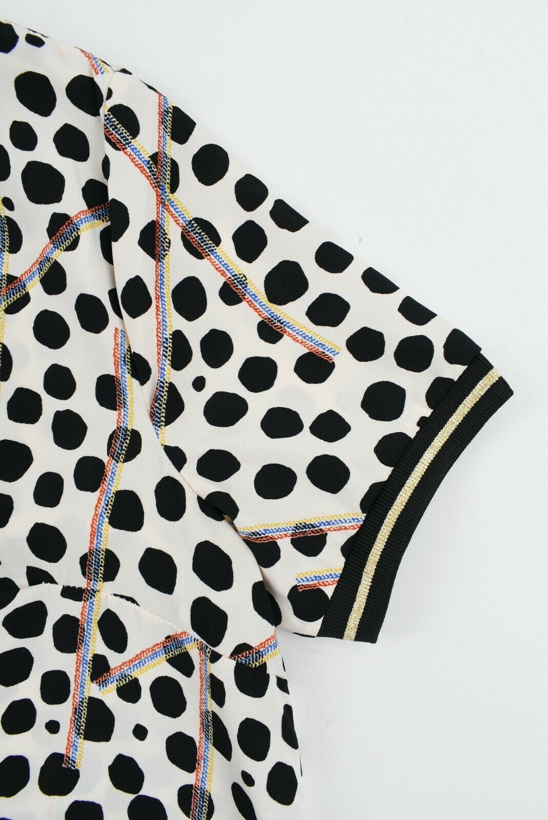 PURPLE'S PARIS Women's V-neck Tie Hem Blouse, Multicoloured, size UK 10