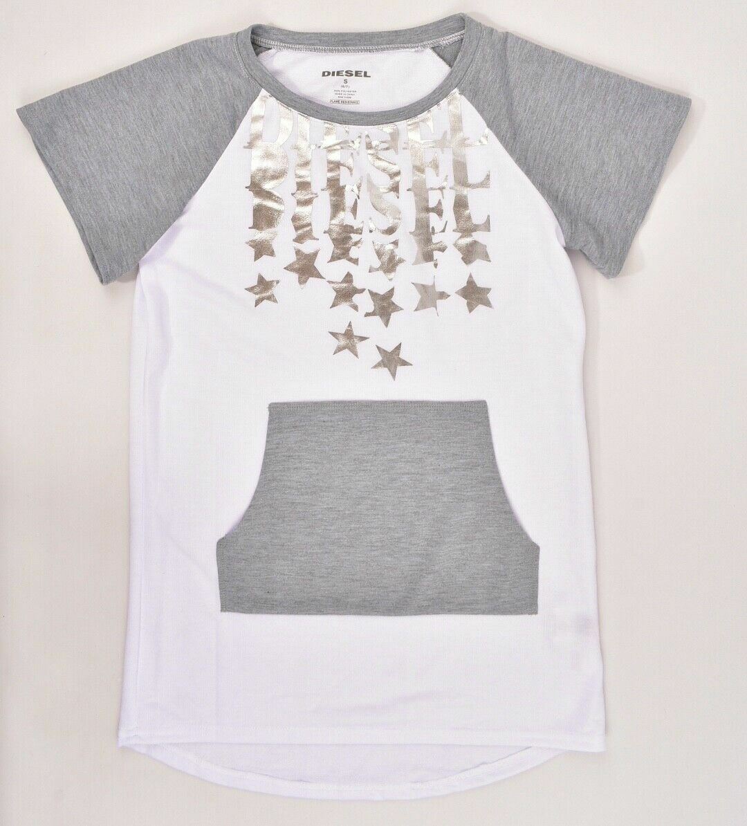 DIESEL Sleepwear Girl's Short Nightdress, White/Grey, size 6 years to 7 years