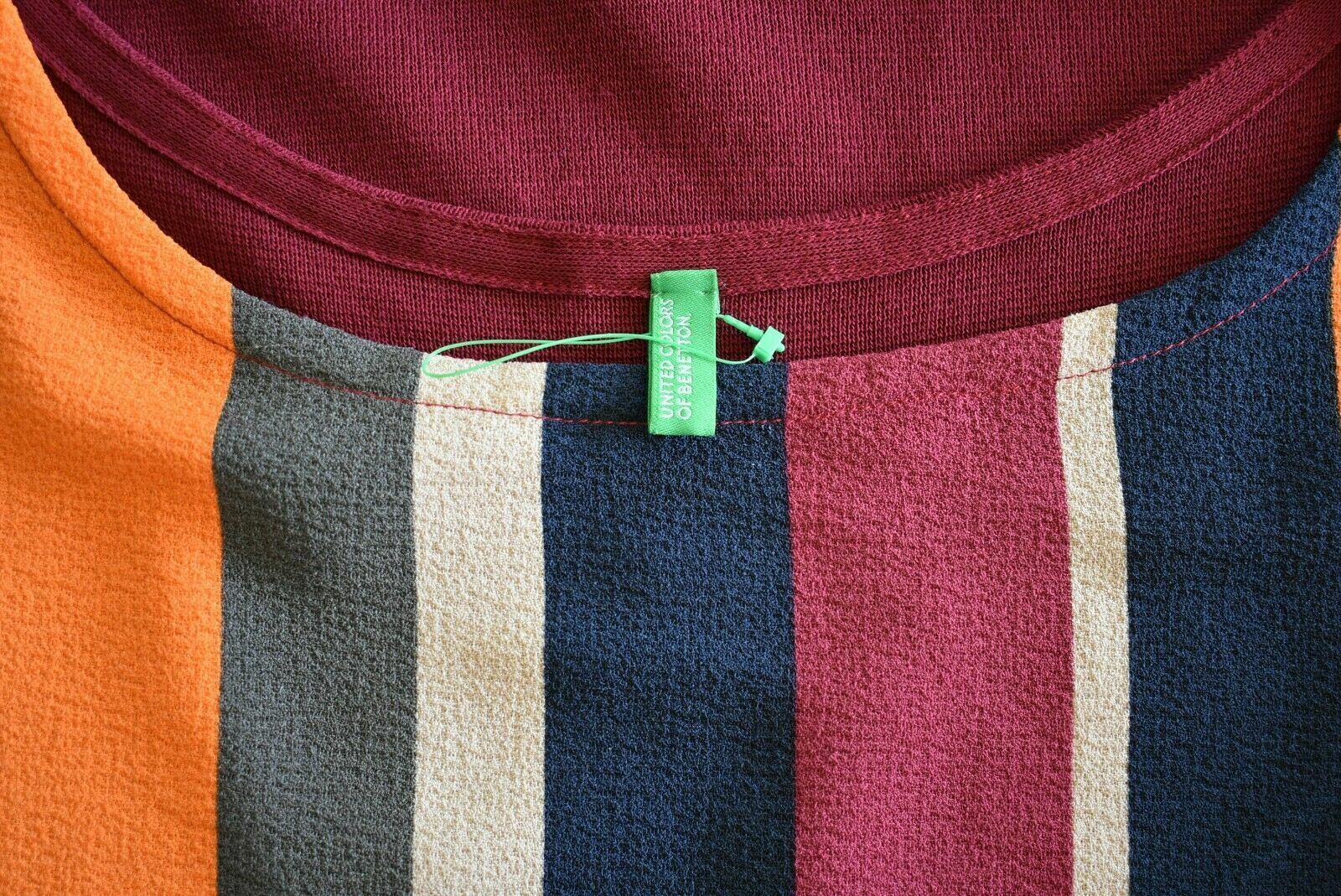 UNITED COLORS OF BENETTON Women's Burgundy & Striped Dress, size XS