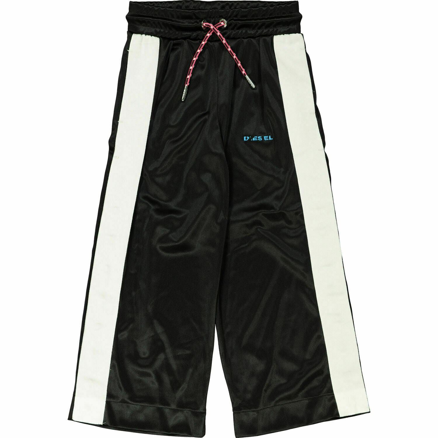 DIESEL Girls' PROBIN Wide Leg Track Trousers Joggers Black/White, size 8 years