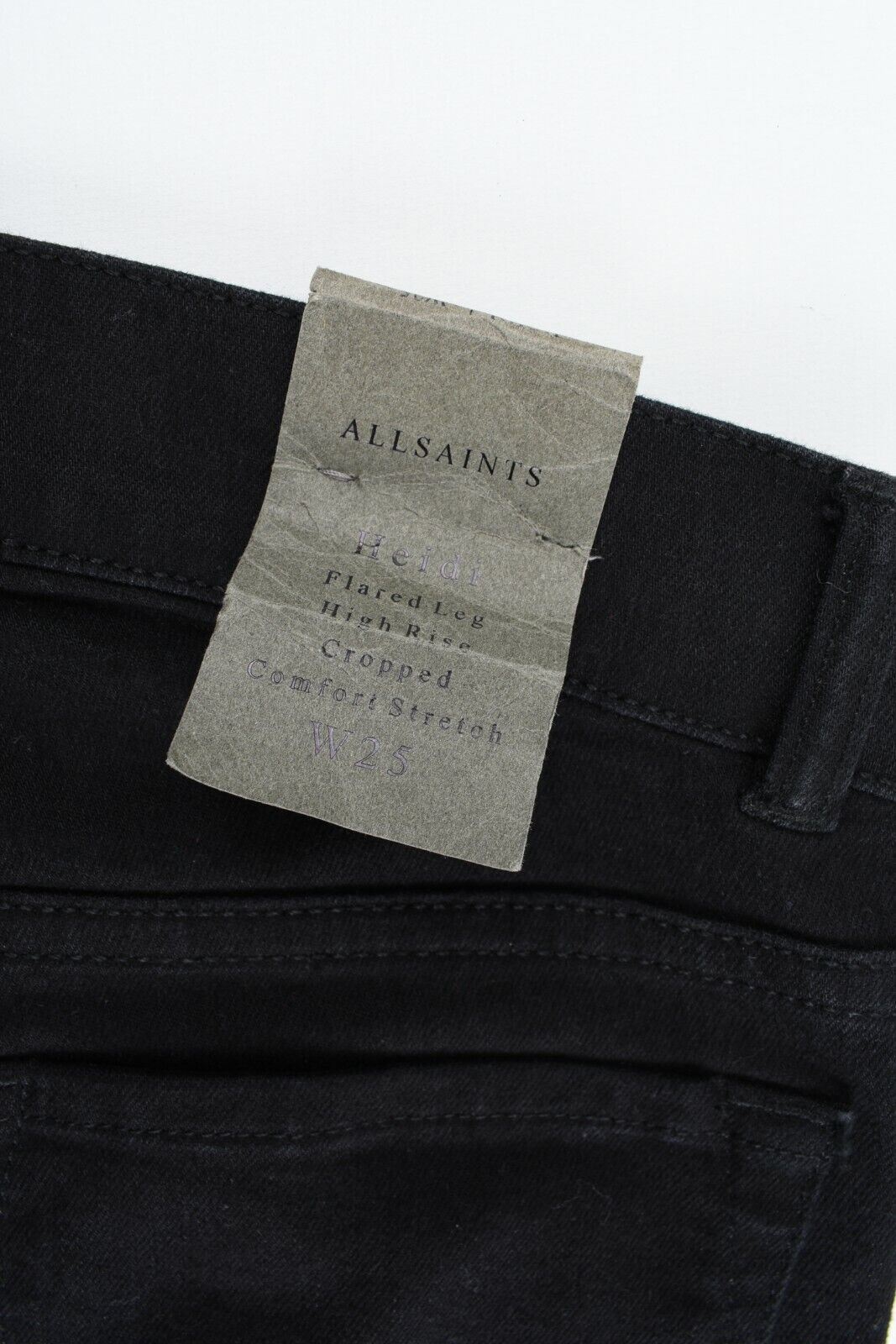 ALLSAINTS Women's HEIDI Flare Leg High Rise Cropped Jeans, Black, size W25