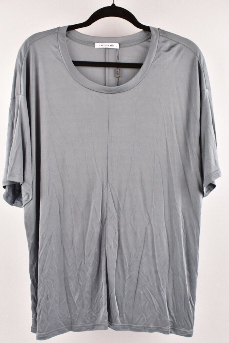 LACOSTE Women's Shiny Oversized Top, Pewter, size Medium / FR 40