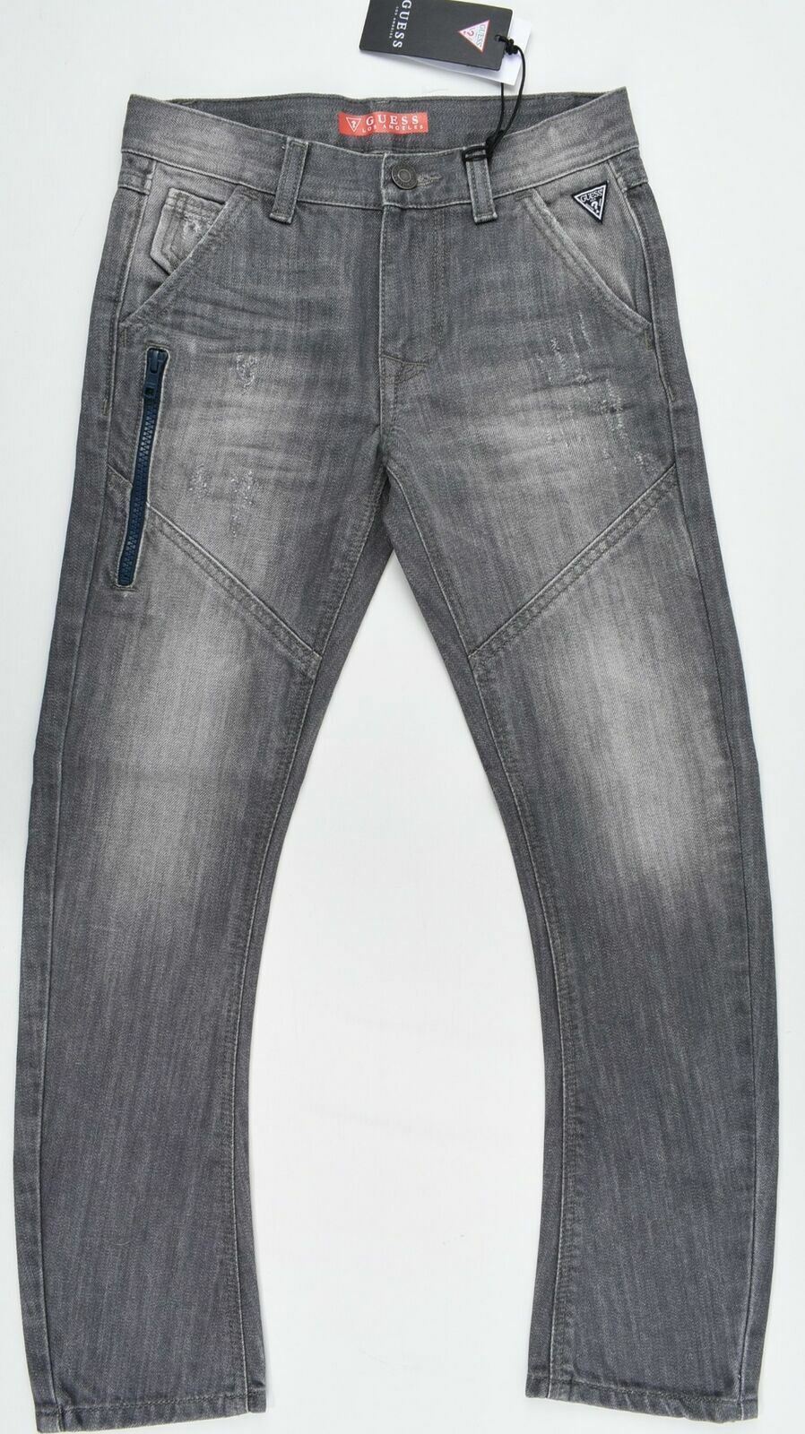 GUESS Girl's Curved Leg Distressed look Grey Denim Jeans- Age 8 Years