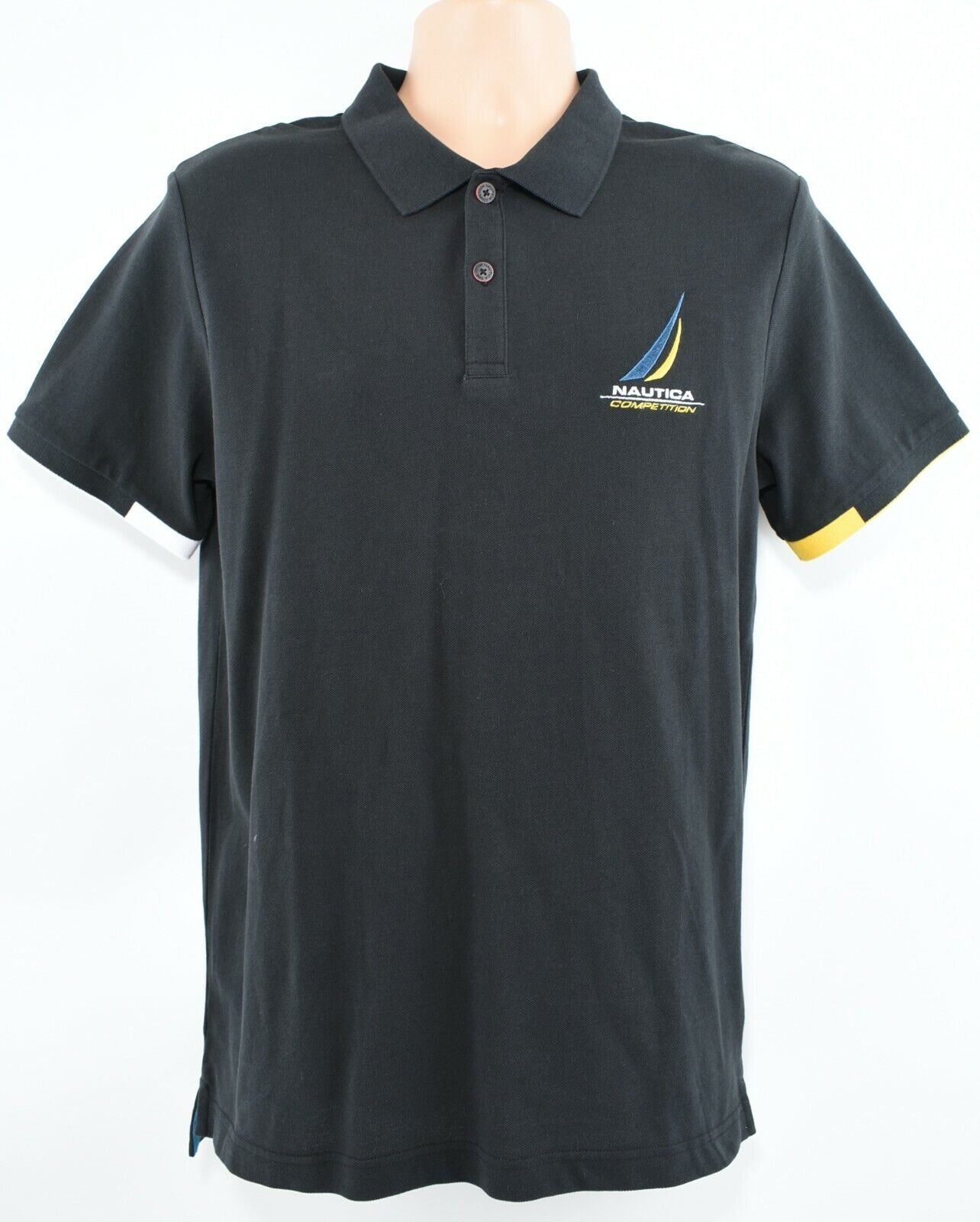 NAUTICA Men's COBLE Short Sleeve Polo Shirt, Black, size S