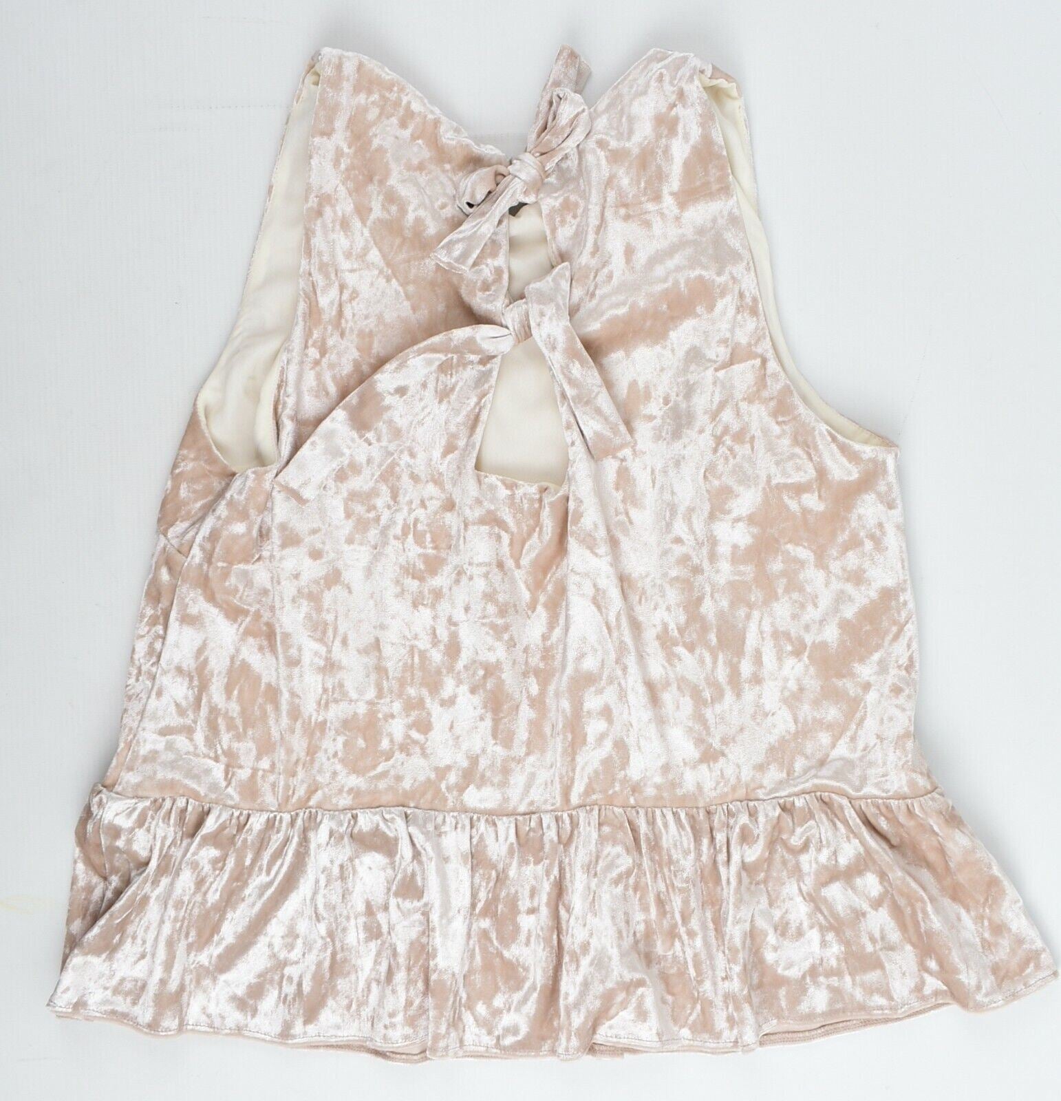 MISS SELFRIDGE Women's Velour Top/ Bow Back, Ivory, size UK 10 PETITE