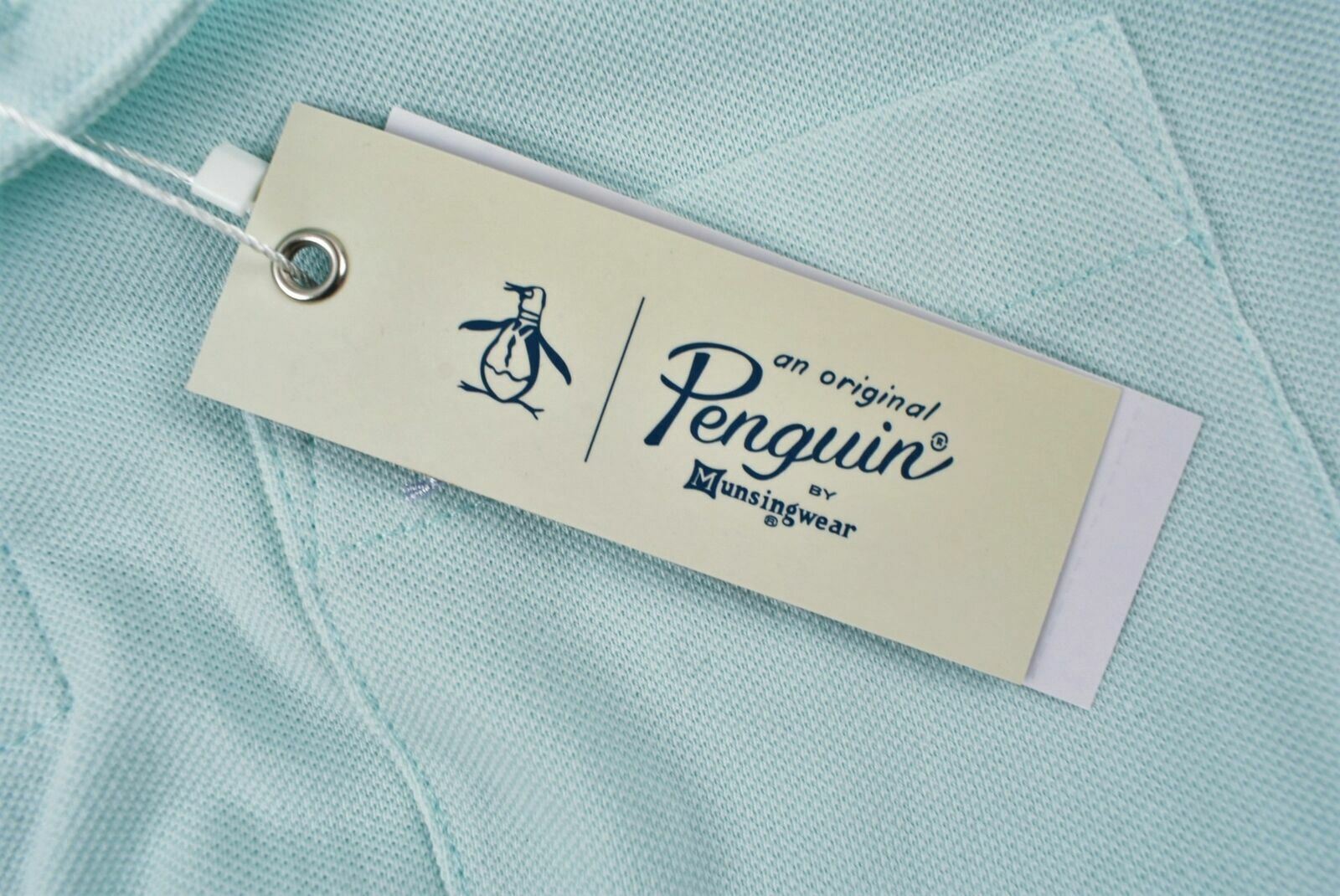 PENGUIN Men's Pastel Blue Cotton Polo Shirt- Size Small