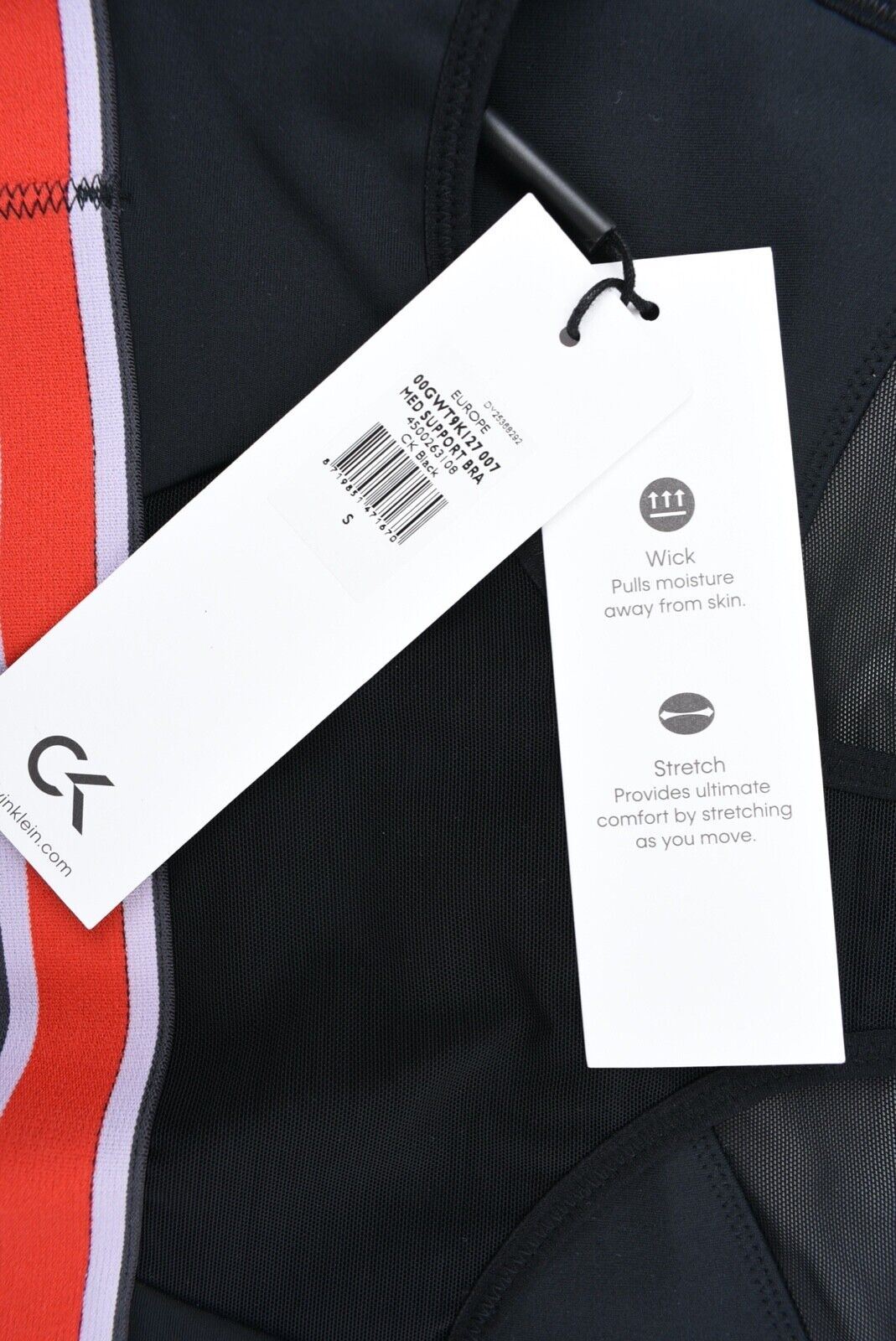 CALVIN KLEIN Women's Sports Bra, Medium Support, Black, size S