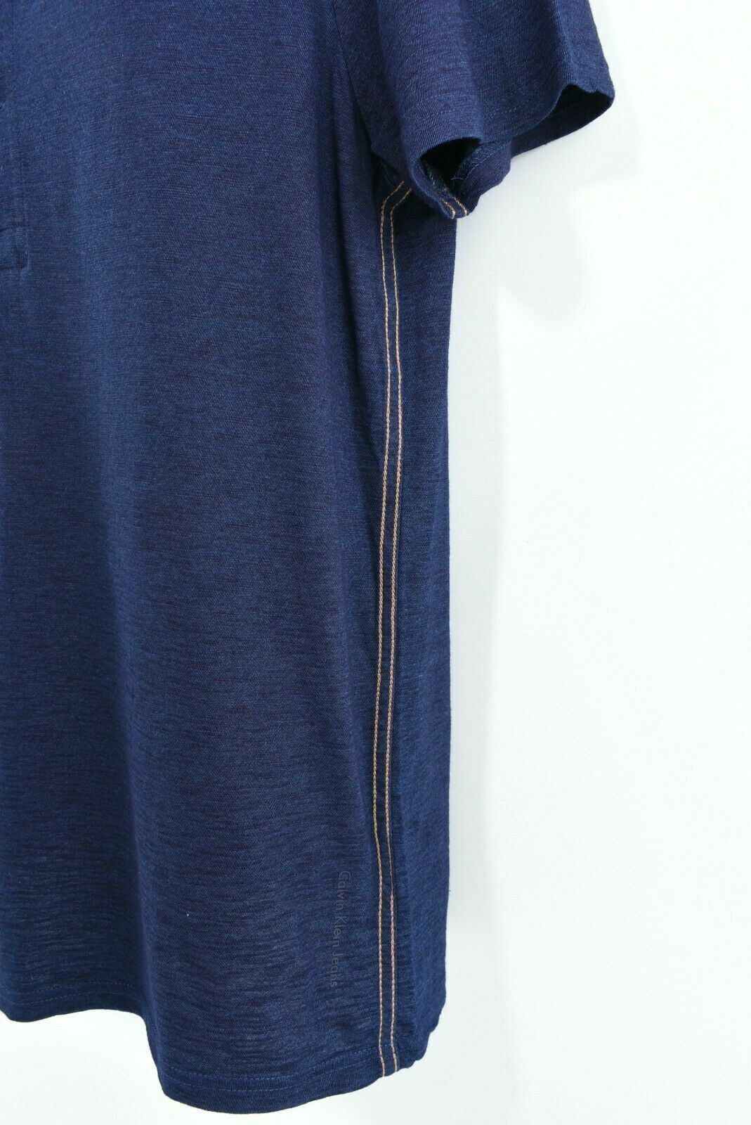 CALVIN KLEIN JEANS Men's Button Neck T-shirt, True Indigo Blue, size L