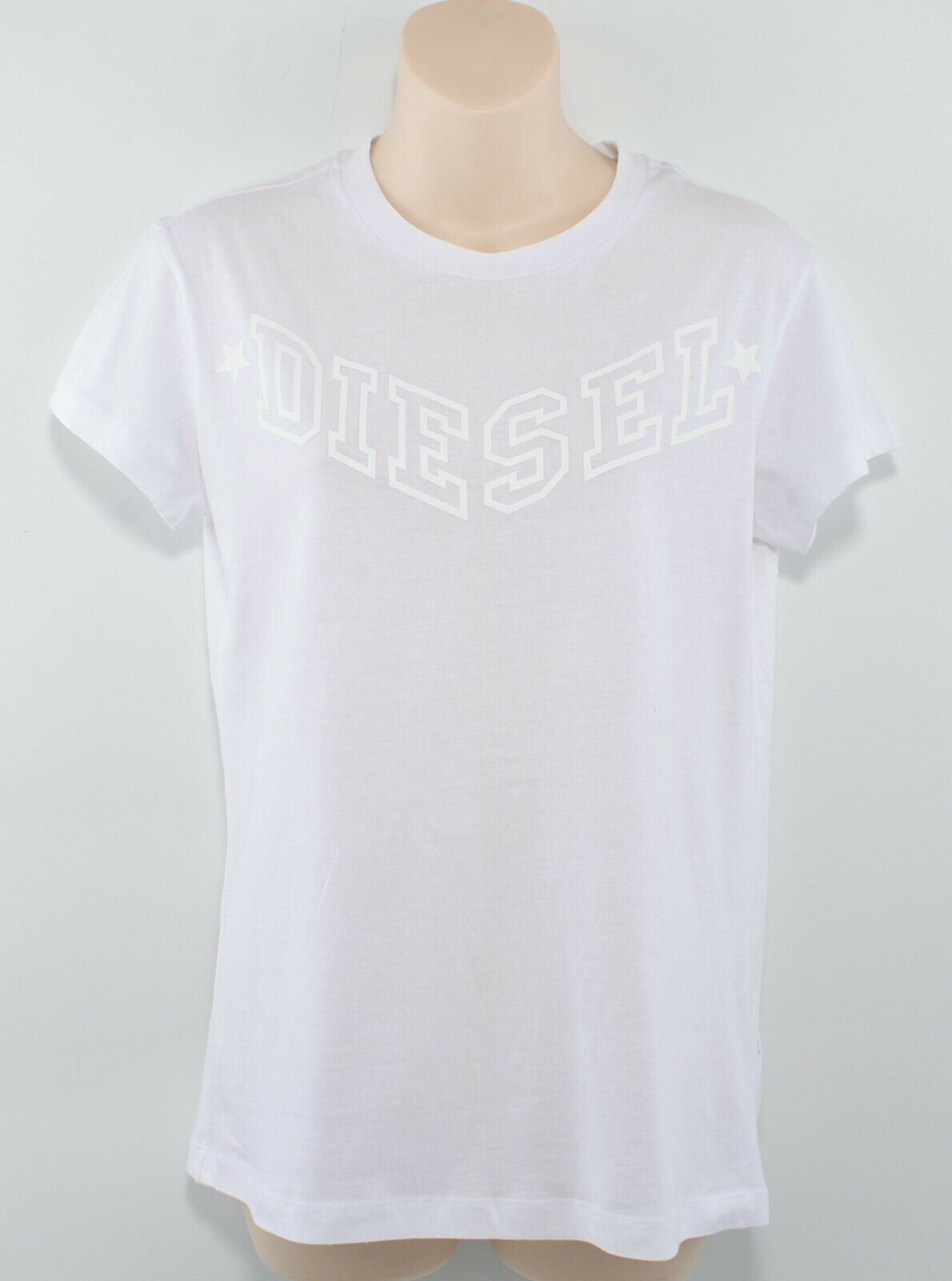 DIESEL Women's T-SULLY White T-shirt, Chest Logo Print, size M