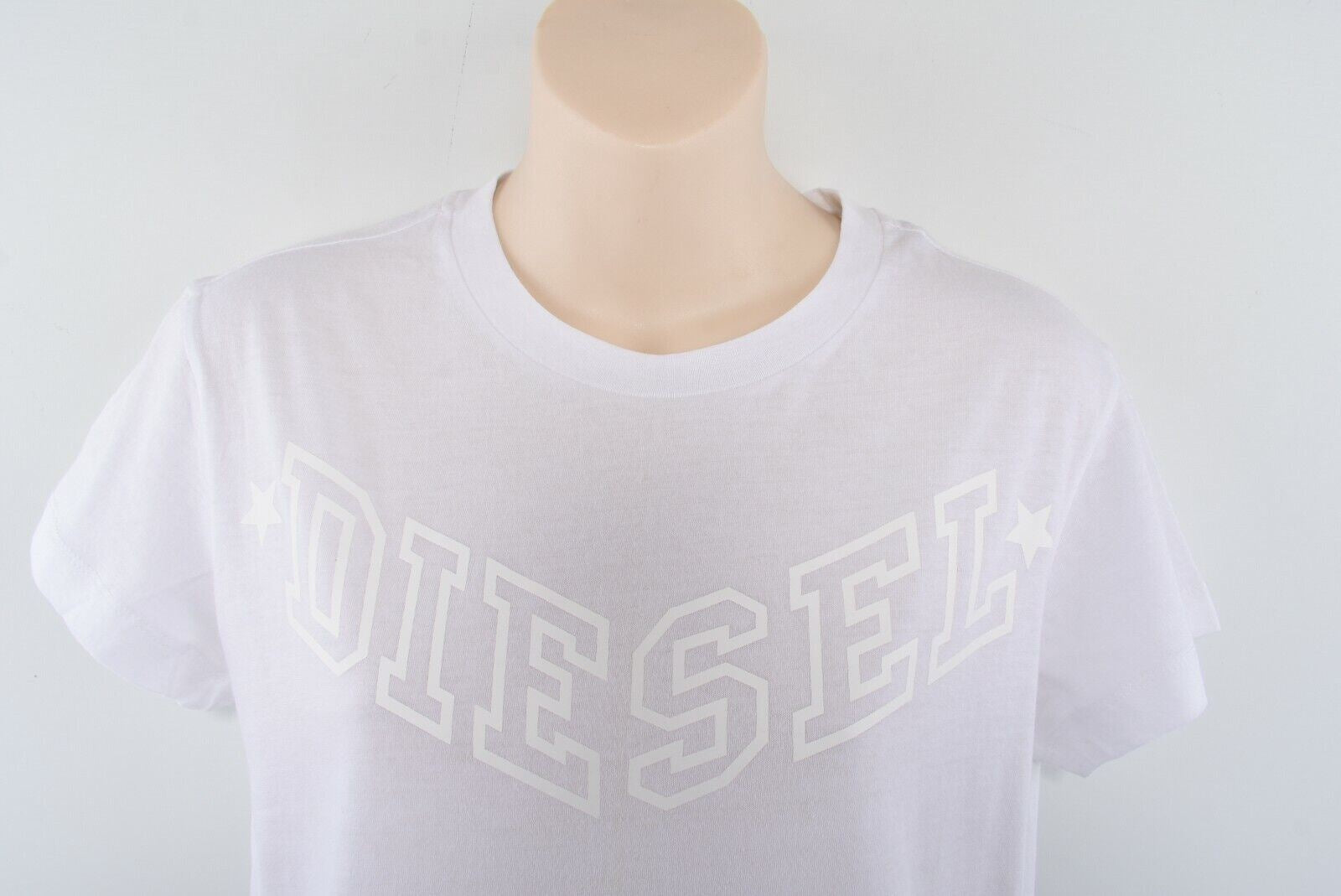 DIESEL Women's T-SULLY White T-shirt, Chest Logo Print, size M