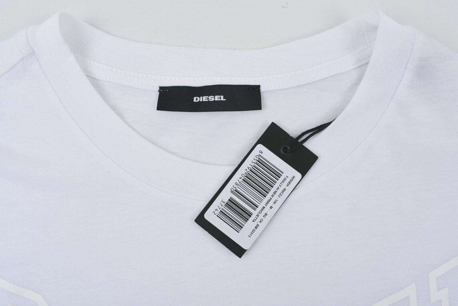 DIESEL Women's T-SULLY White T-shirt, Chest Logo Print, size M