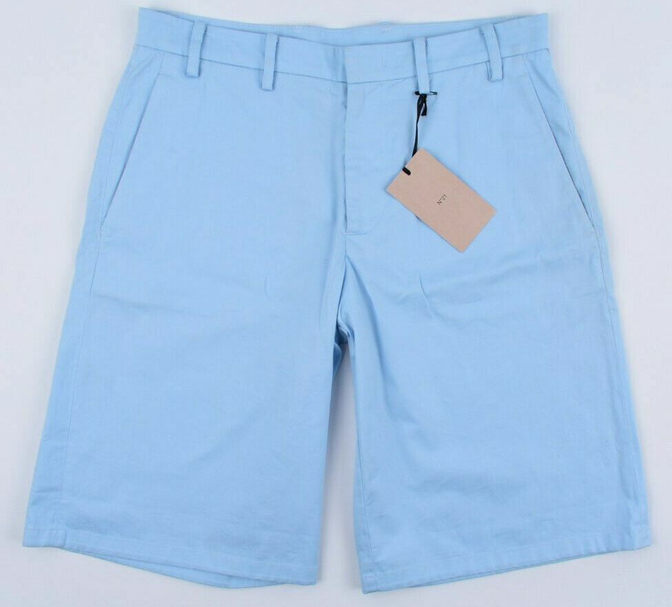 N°21 Women's OVERSIZED Bermuda Shorts, Light Blue, Cotton, size UK 8 / IT 40