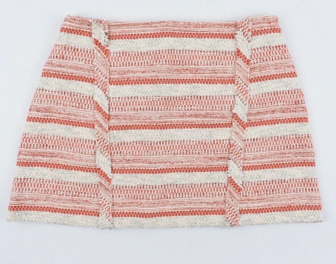 THAKOON ADDITION Women's Boucle Mini Skirt, Cream/Red, size UK 12