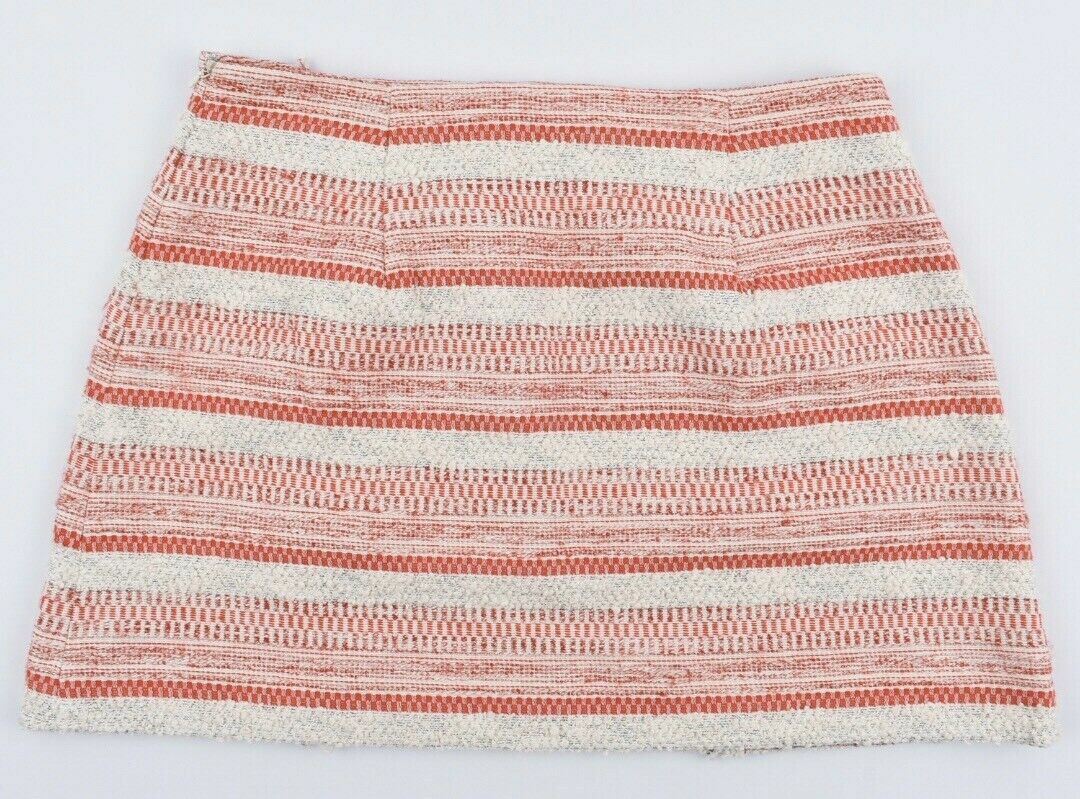 THAKOON ADDITION Women's Boucle Mini Skirt, Cream/Red, size UK 12
