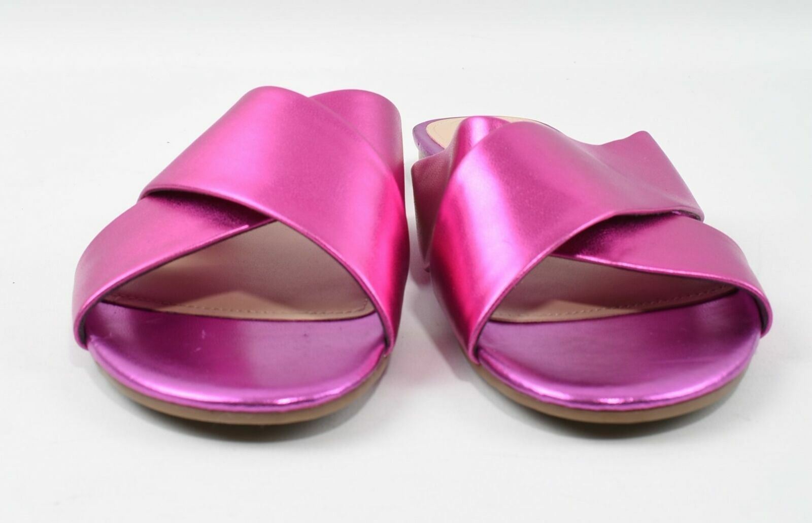 GUESS Women's Metallic Pink Cross Strap Sliders Sandals - UK 5.5 US 7.5