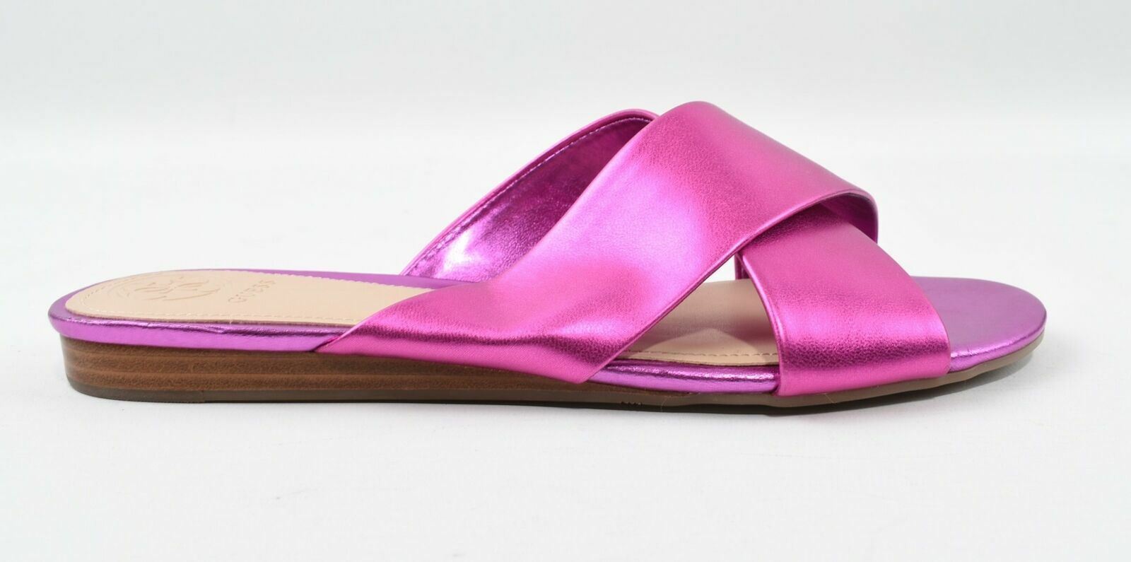 GUESS Women's Metallic Pink Cross Strap Sliders Sandals - UK 5.5 US 7.5
