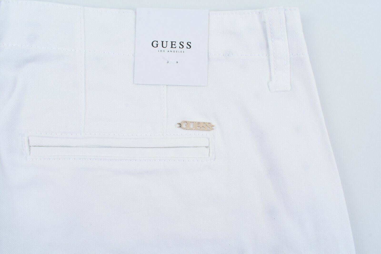 GUESS Womenâs Lace Hem Trousers Pants, White, size W28