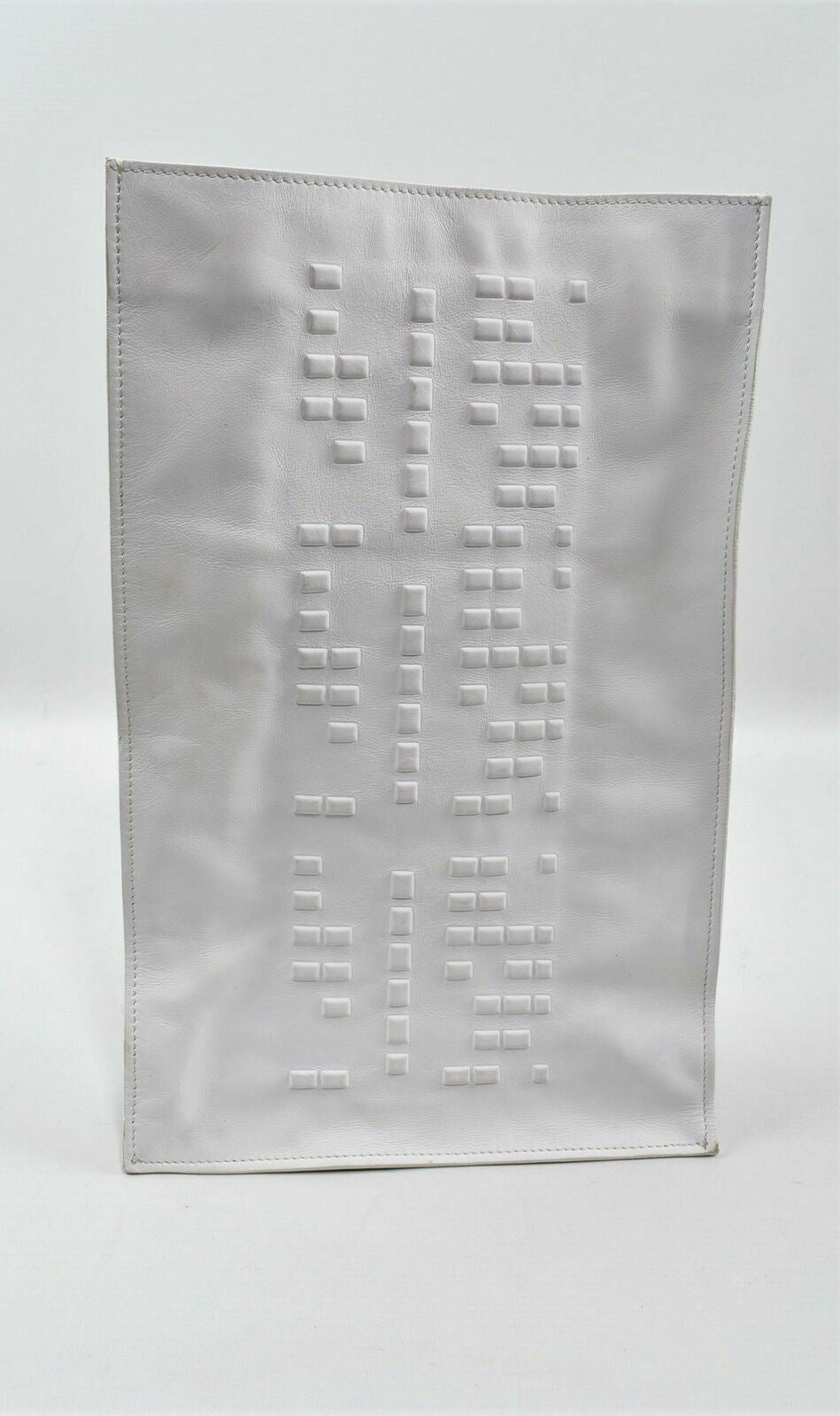 EMPORIO ARMANI White Leather Pouch Tablet Laptop Case Valuables Protection