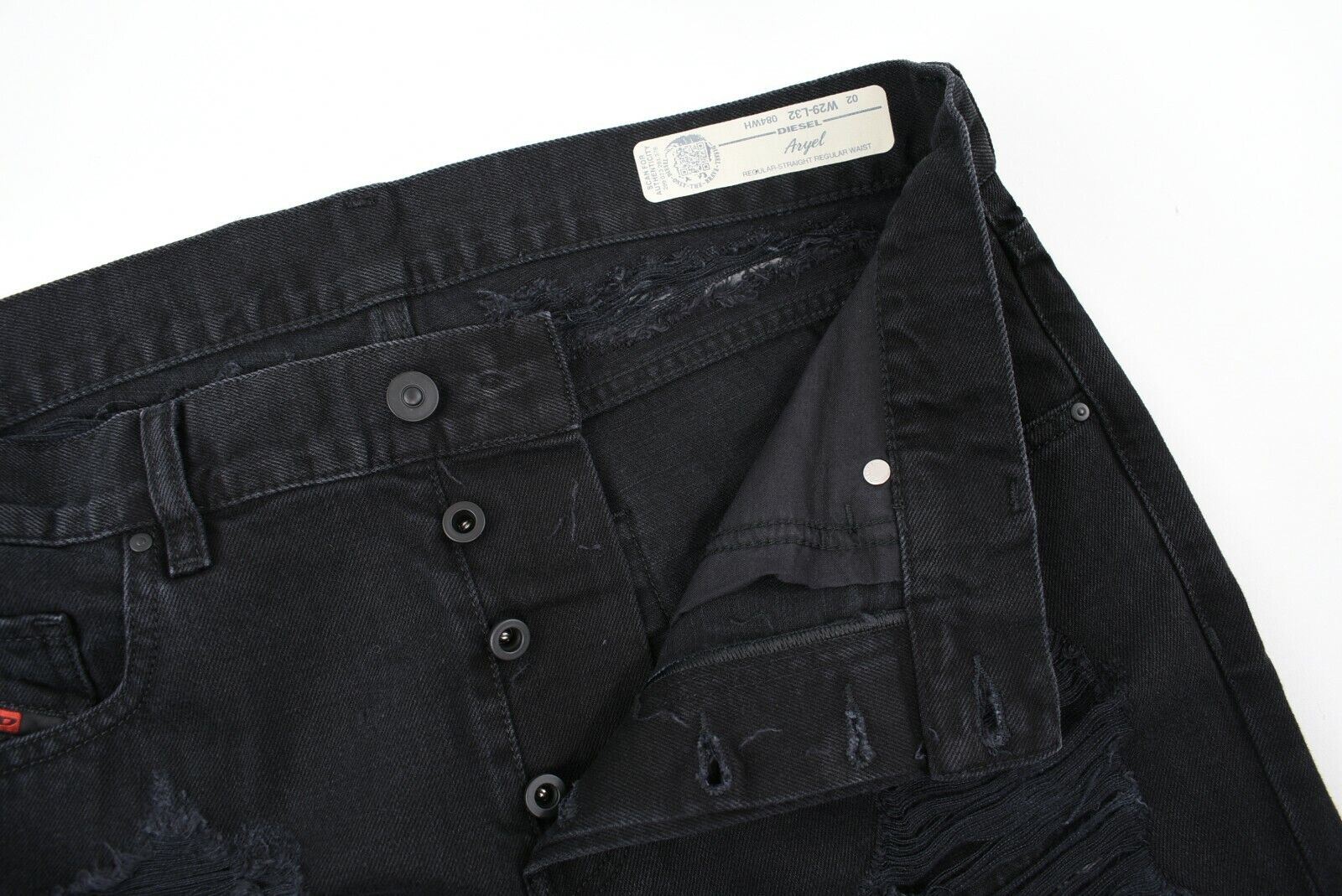 DIESEL Women's ARYEL Ripped Jeans Cropped Leg, Black, size W29 L30