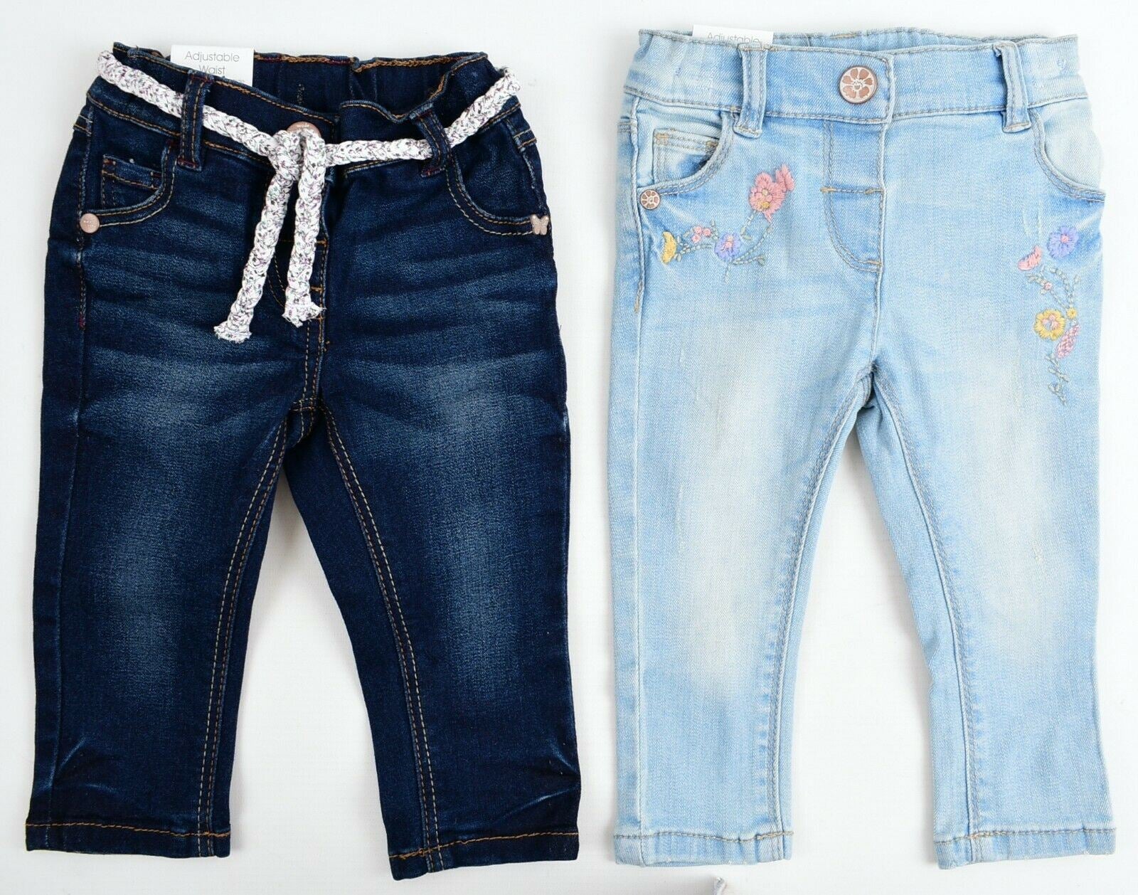 NEXT Bundle of 2x Baby Girls' Jeans, Light Blue/Dark Blue, size 6-9 months