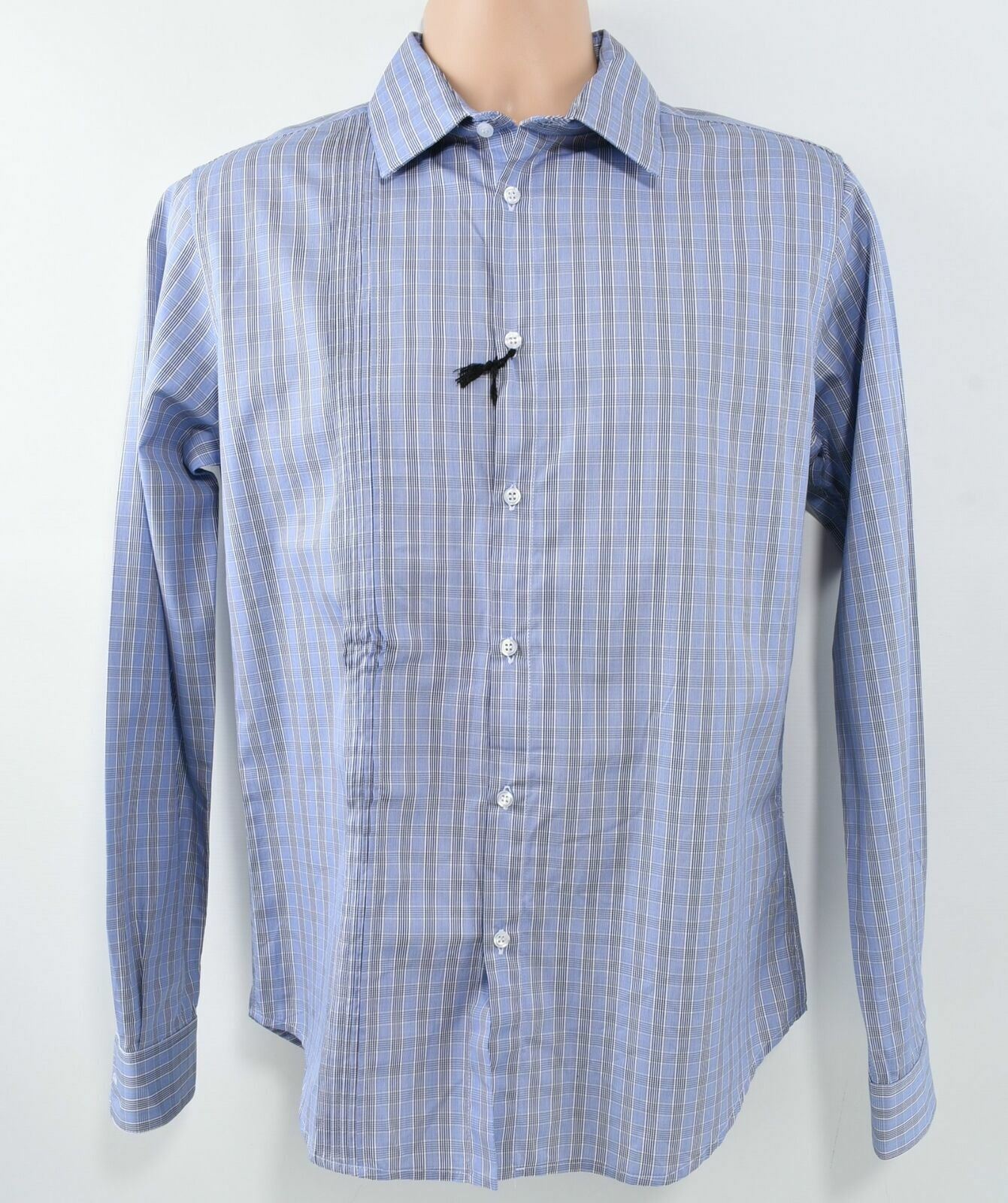 KARL LAGERFELD Men's Blue Checked Long Sleeved Shirt- size L / UK 40