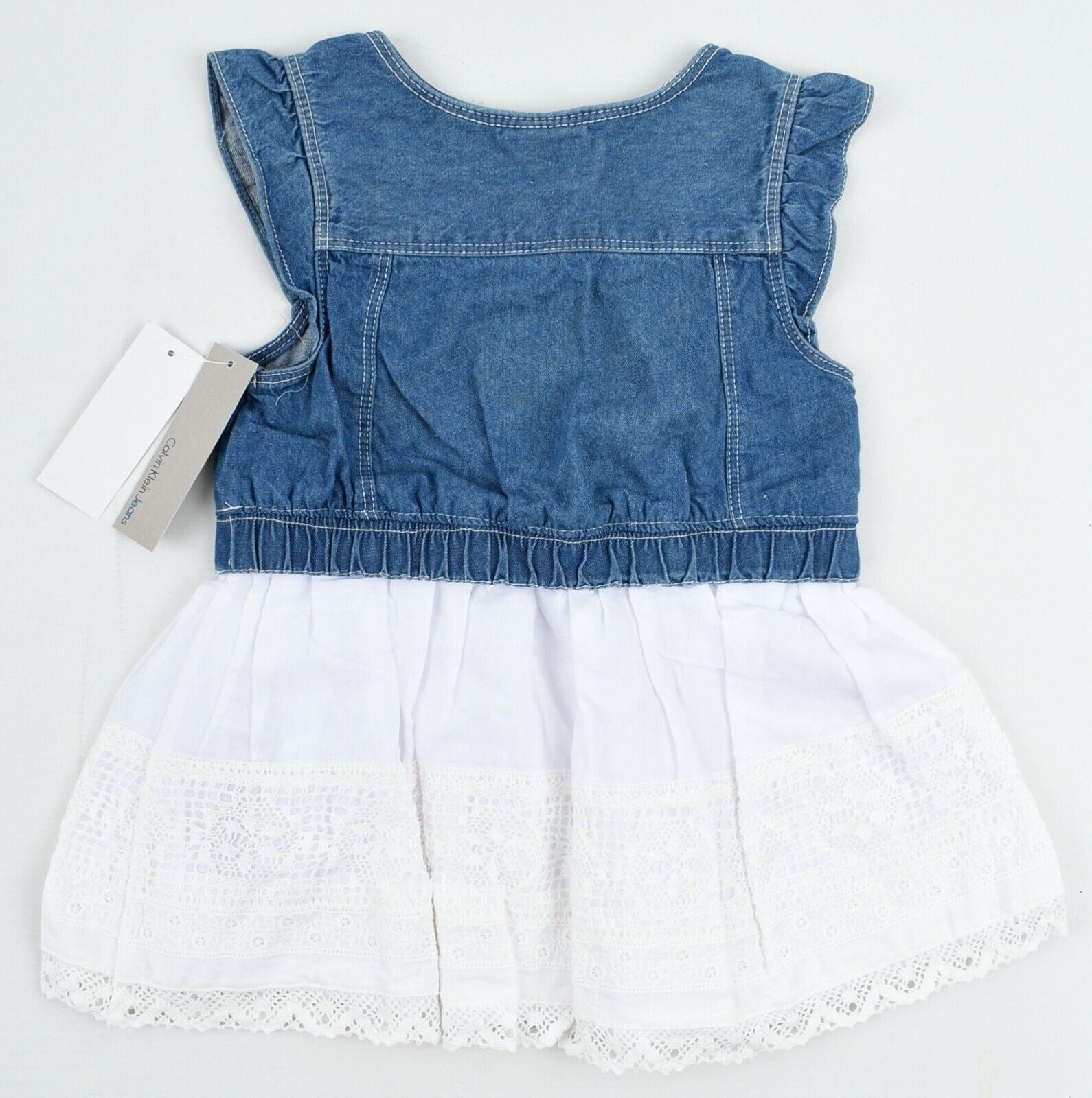 CALVIN KLEIN JEANS Baby Girls' Adorable Dress, Blue/White, size 4 years