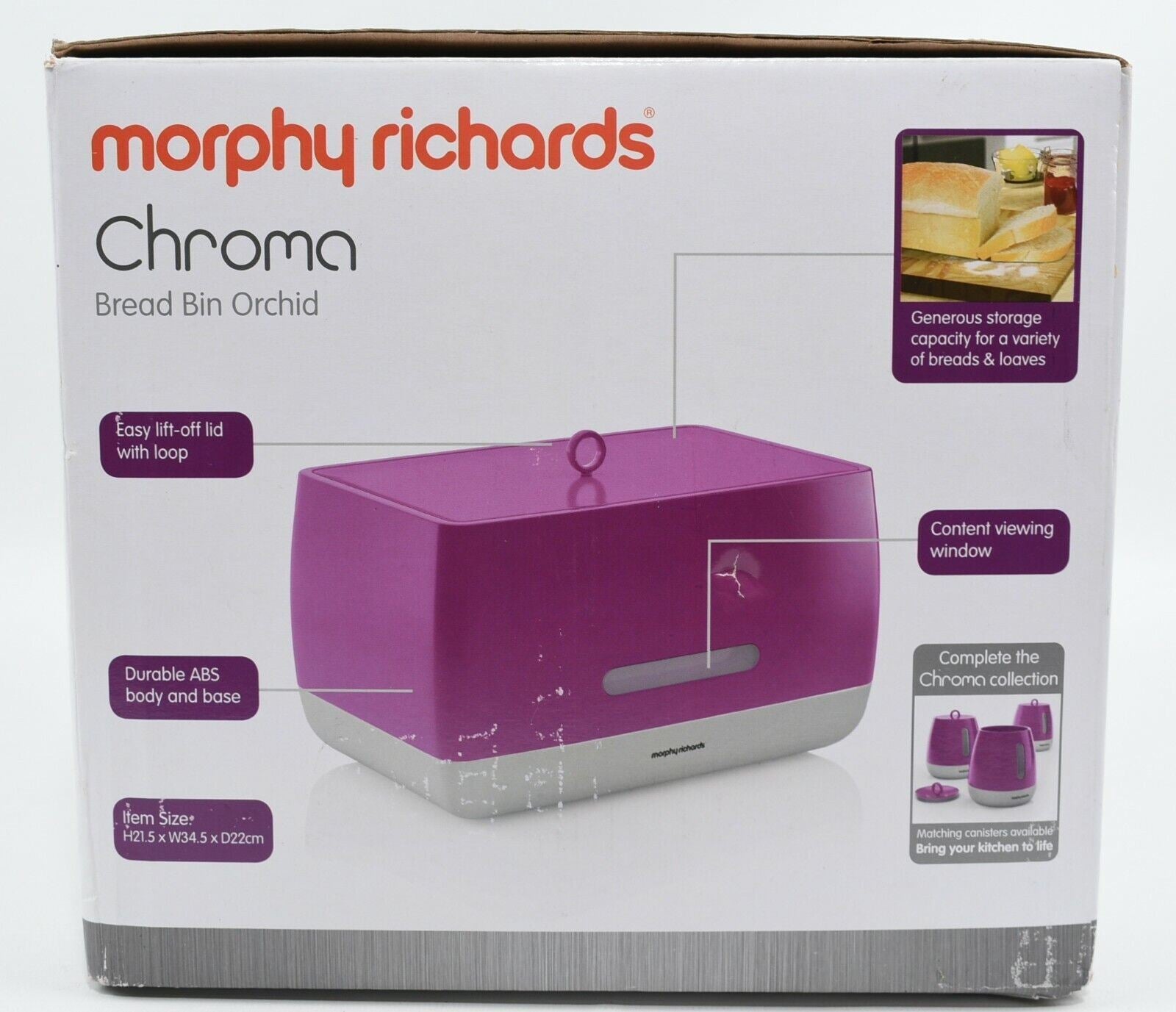 MORPHY RICHARDS - CHROMA Bread Bin, Orchid Purple