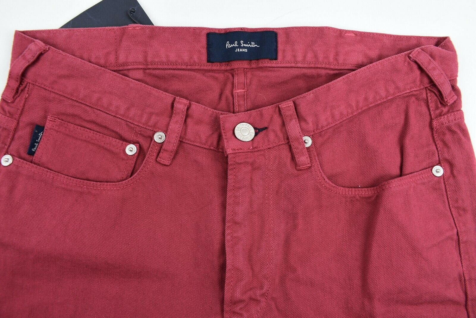 PAUL SMITH Men's Slim Leg Denim Jeans, Burgundy Red, size W29 R
