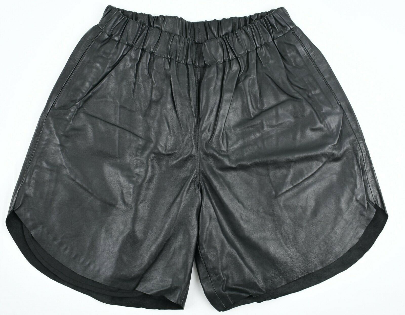 MOSS COPENHAGEN Women's Black Genuine Leather Shorts, size S