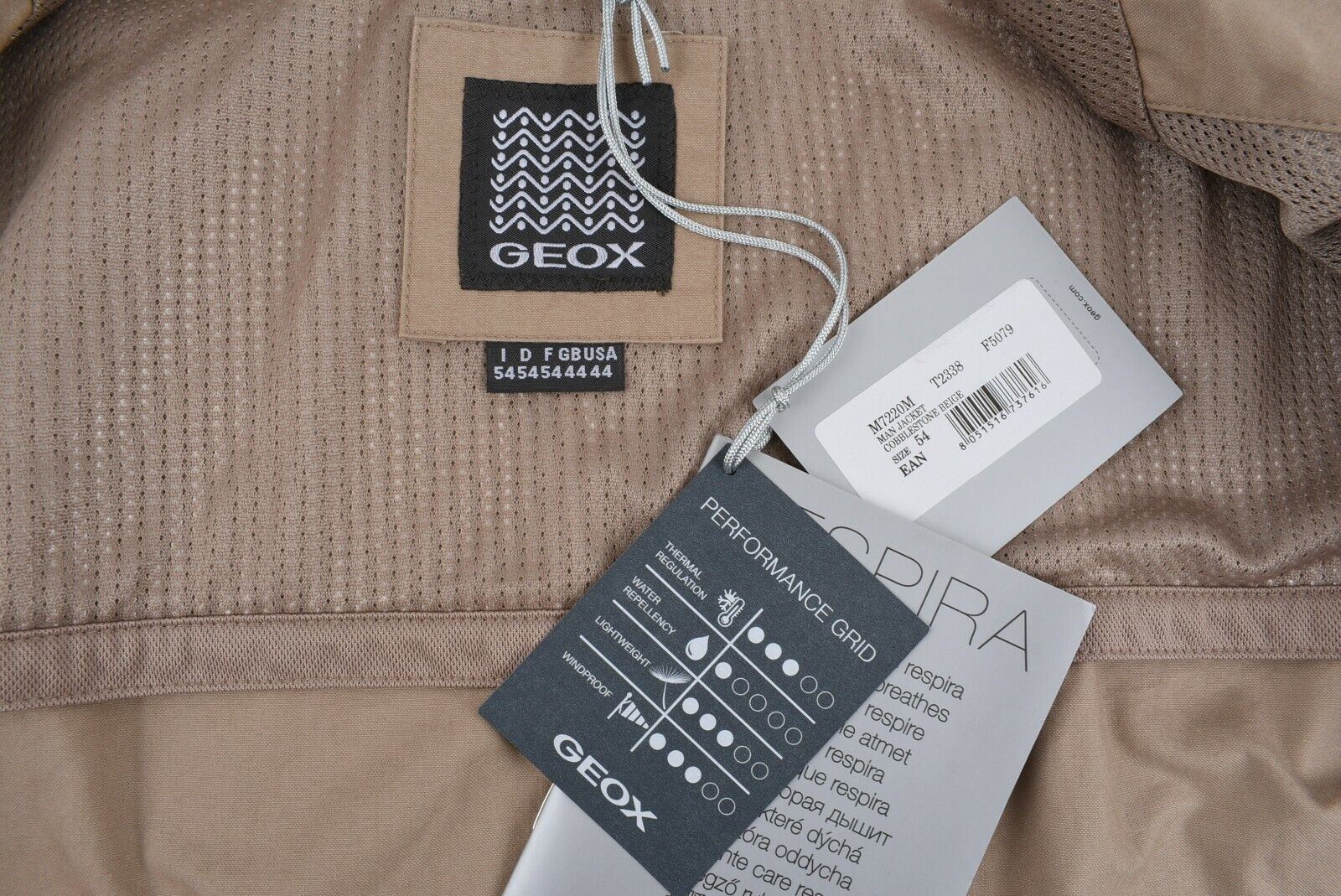 GEOX Men's COBBLESTONE BEIGE Parka Jacket Coat, size 44