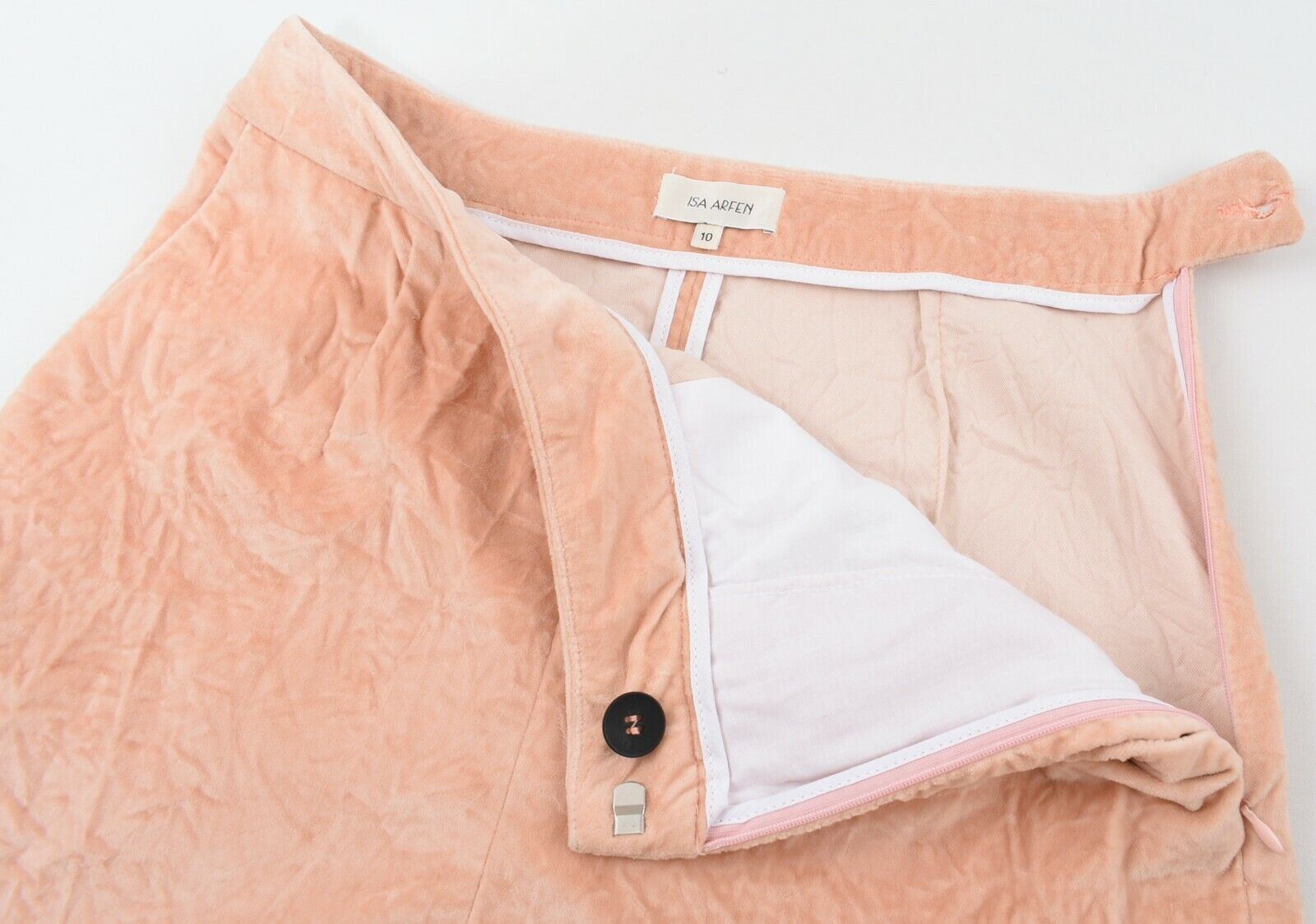 ISA ARFEN Women's Velour Pants Trousers, Cropped Leg, Peach Colour, size UK 10