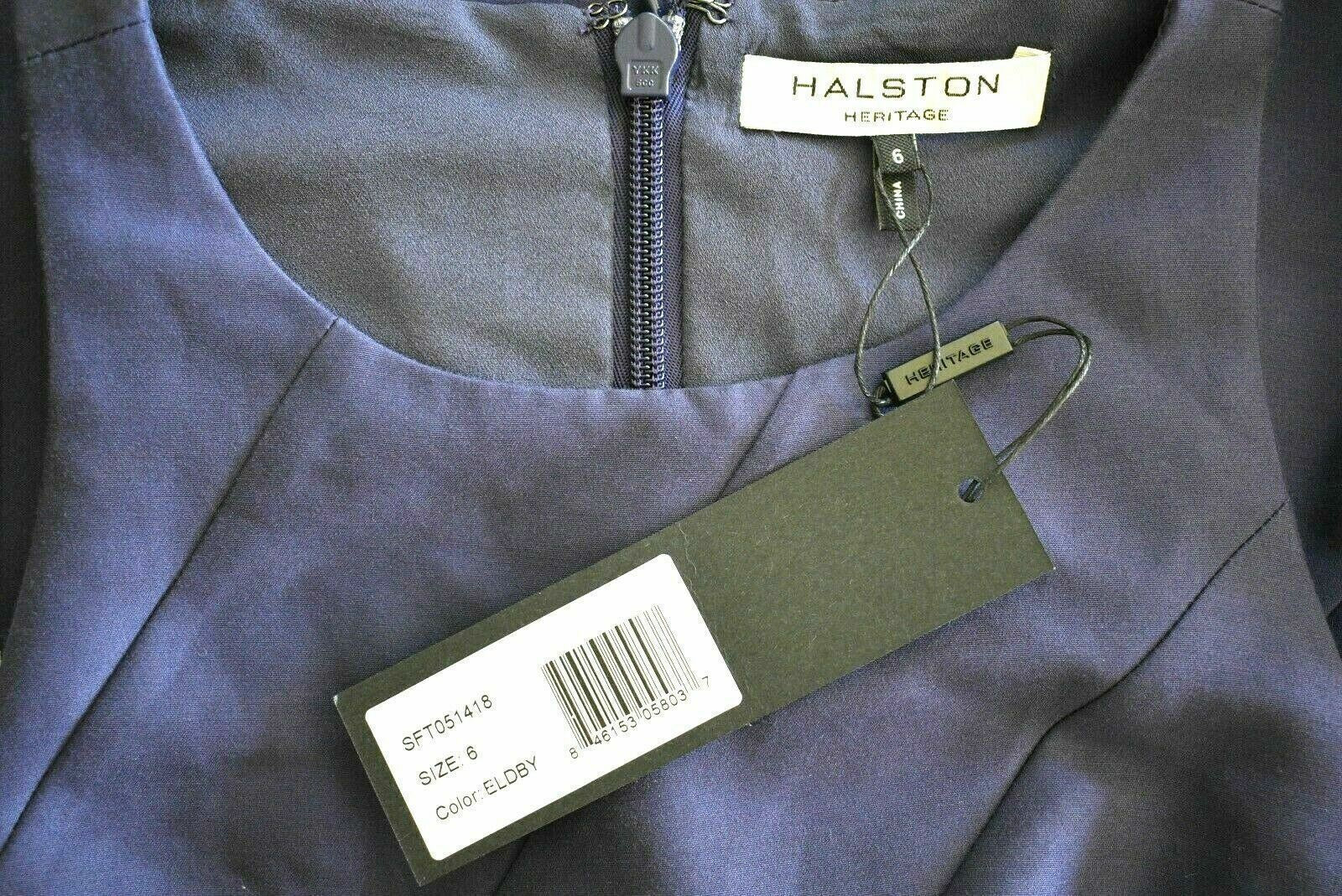 HALSTON HERITAGE Women's Cotton & Silk Fit and Flare Dress, Blue, size UK 8