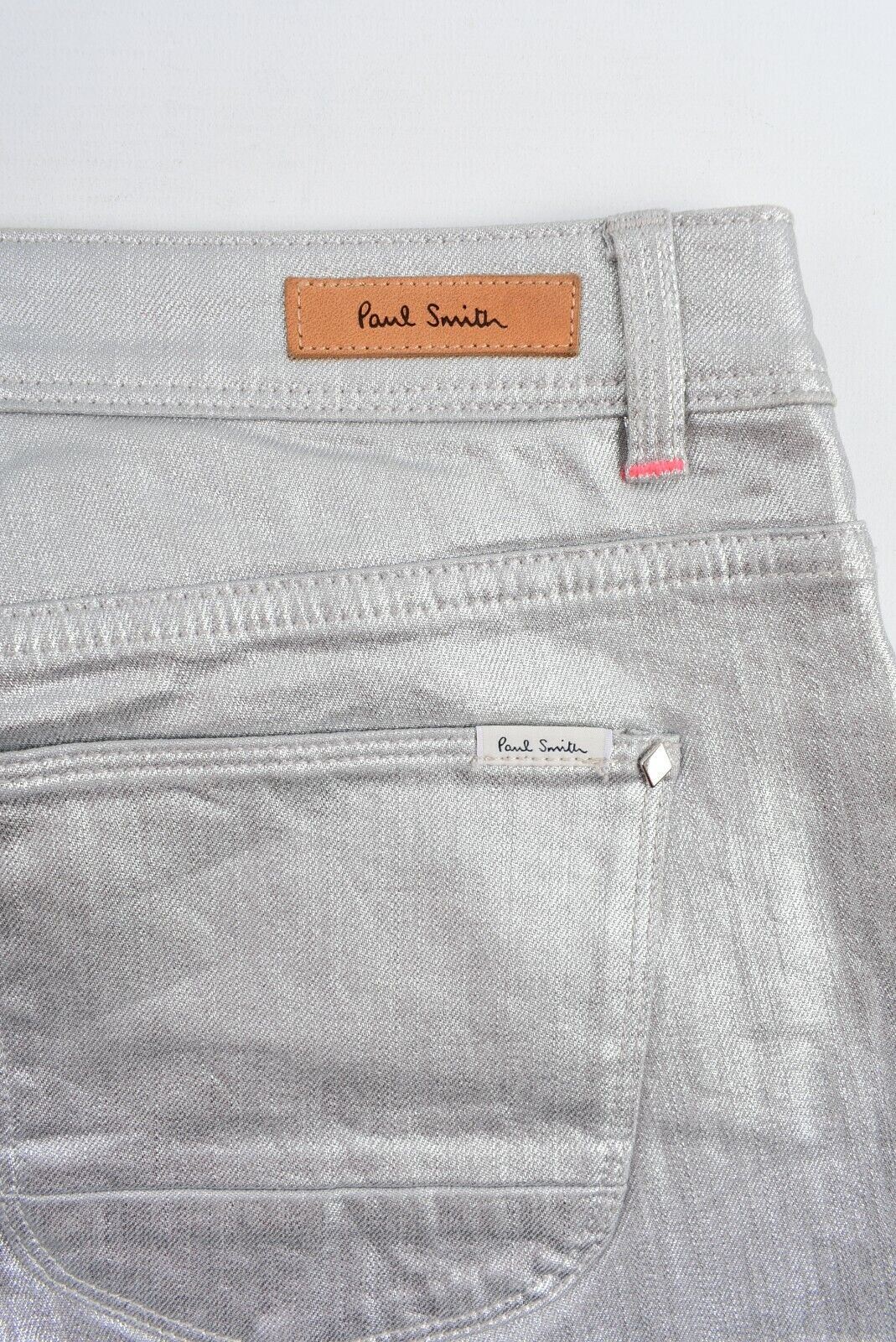 PAUL SMITH Women's Metallic Silver Skinny Pants Jeans, size W28