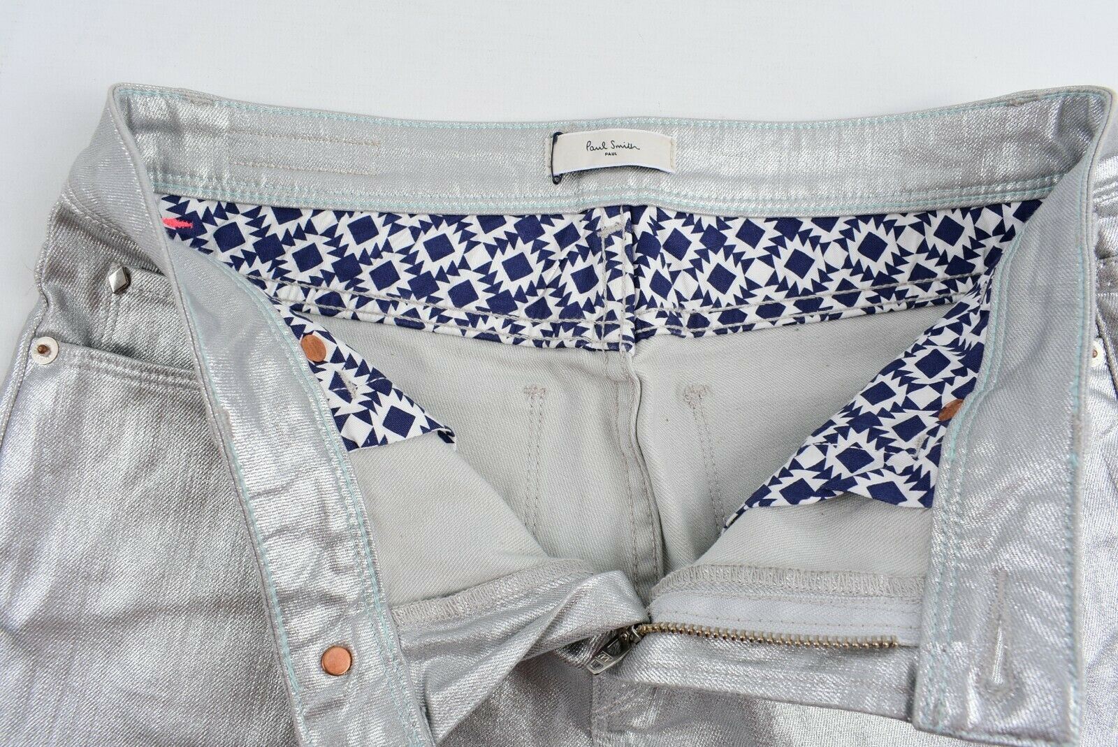 PAUL SMITH Women's Metallic Silver Skinny Pants Jeans, size W28