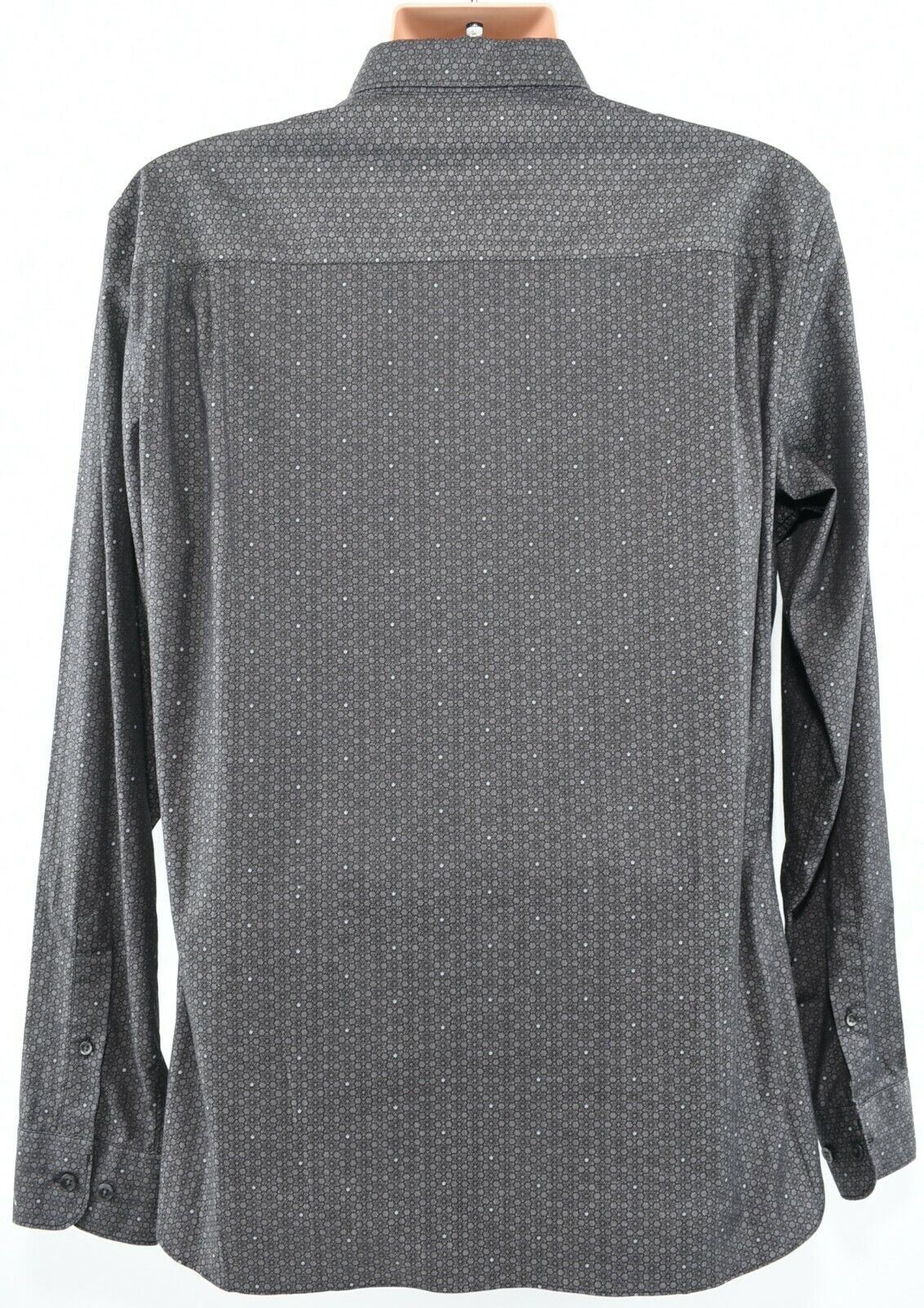 ZZEGNA Men's Long Sleeve Shirt, Black/Grey Floral Print, collar 17" slim fit