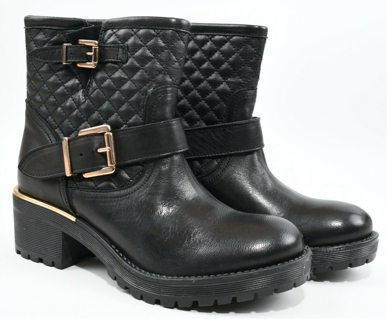 CLAIRE Women's Genuine Leather Quilted Slip On Boots, Black, size UK 4